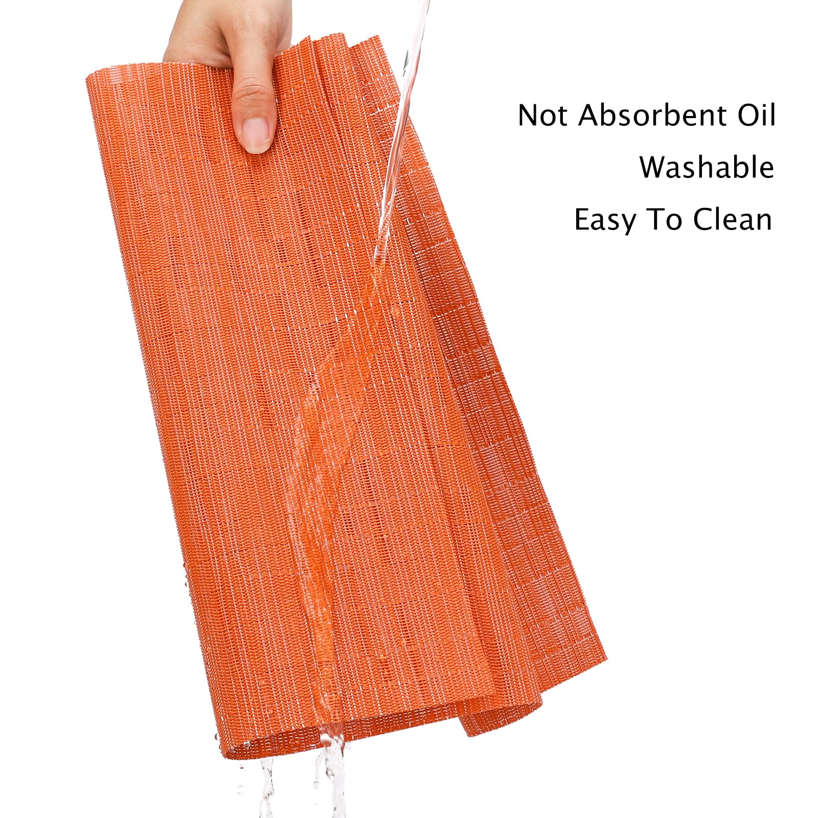 JJ JUJIN Lot De 6 Sets De Table En Cuir PVC Orange - Antidérapants, Lavables Et Résistants à La Chaleur
