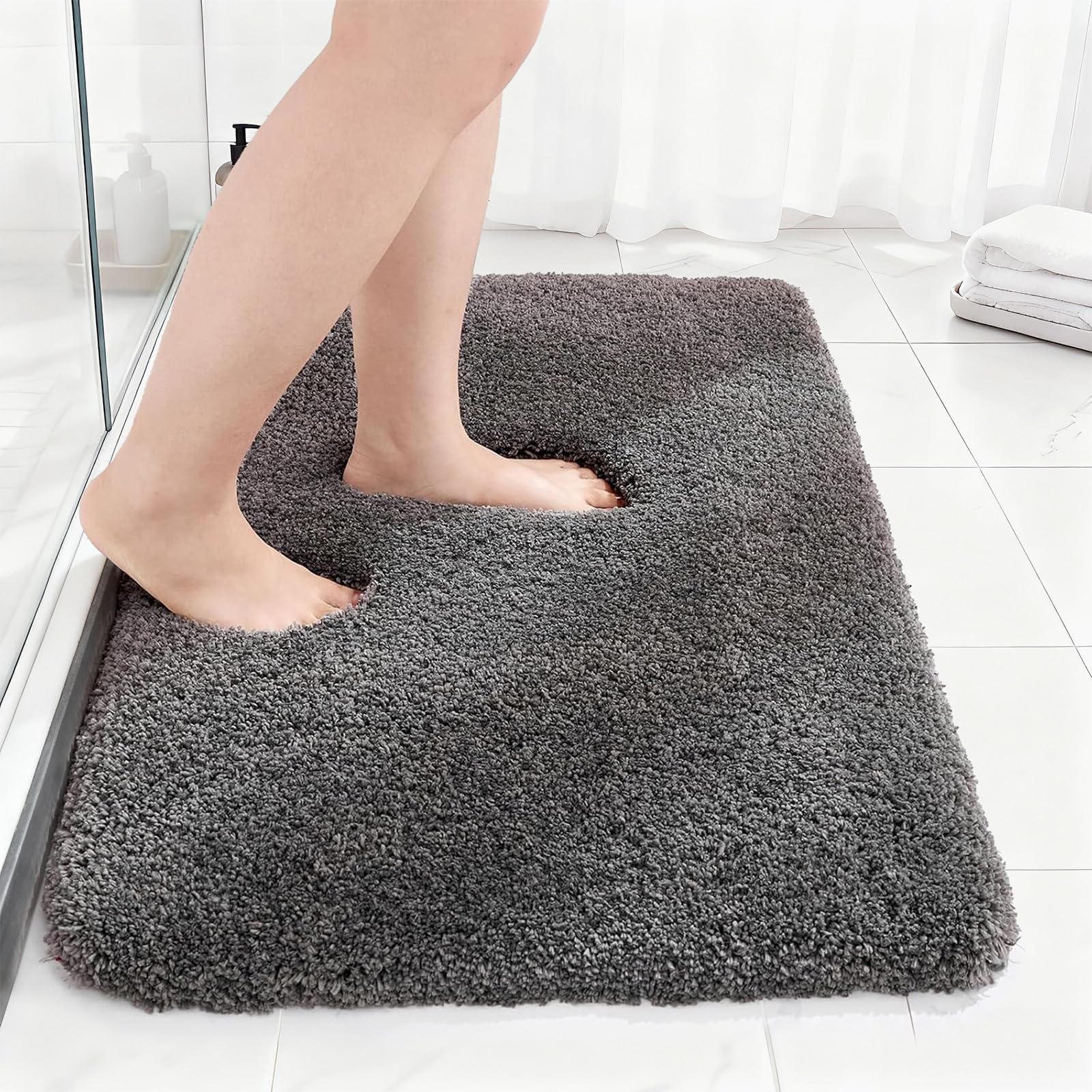 Tuocal Microfiber Thickened Bath Mat, Non Slip Super Absorbent Ultra Soft Bathroom Mat, Machine Washable Quick Dry Bath Rug Foot Mat For Bathroom, 40 x 60 cm