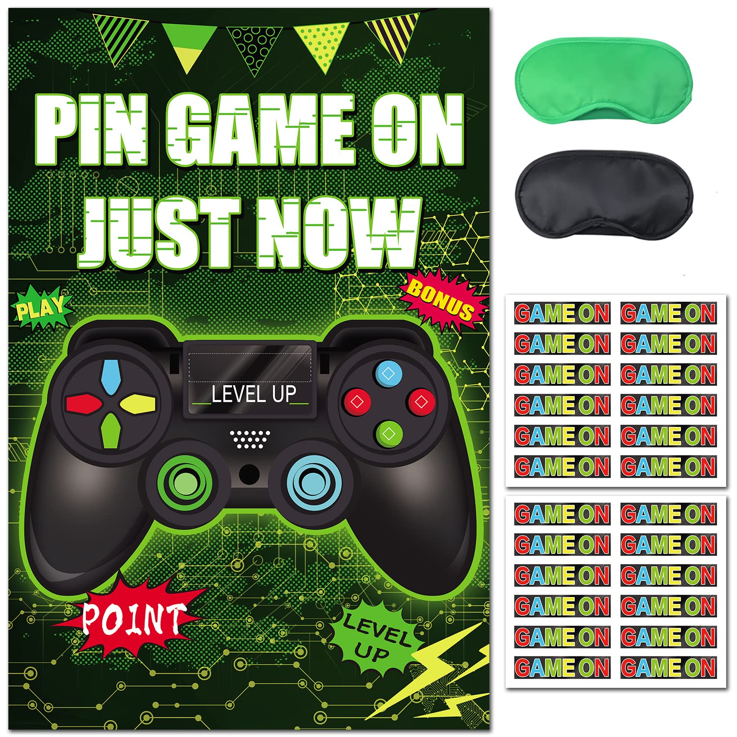 Amazon.com: Video Game Party Supplies,Pin The Game on,Game Controller Party  Games,Large Poster with 24PCS Stickers for Kid's Party Game