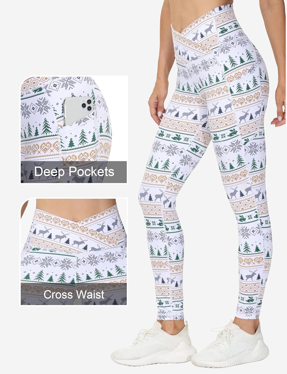 THE GYM PEOPLE Women's Cross Waist Workout Leggings Tummy Control High Waisted Athletic Yoga Pants with Pockets - Image 4