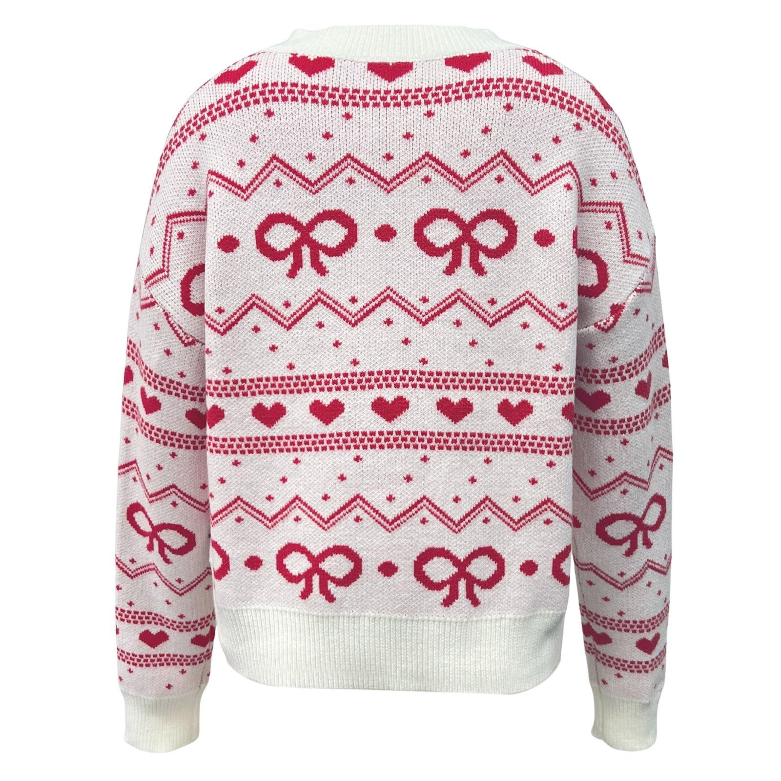 Generisch Chaqueta de punto para mujer, otoño, invierno, día de San Valentín, cárdigan de punto con diseño de corazones, acogedora y suave, tira de botones, ropa exterior informal para el día a día y
