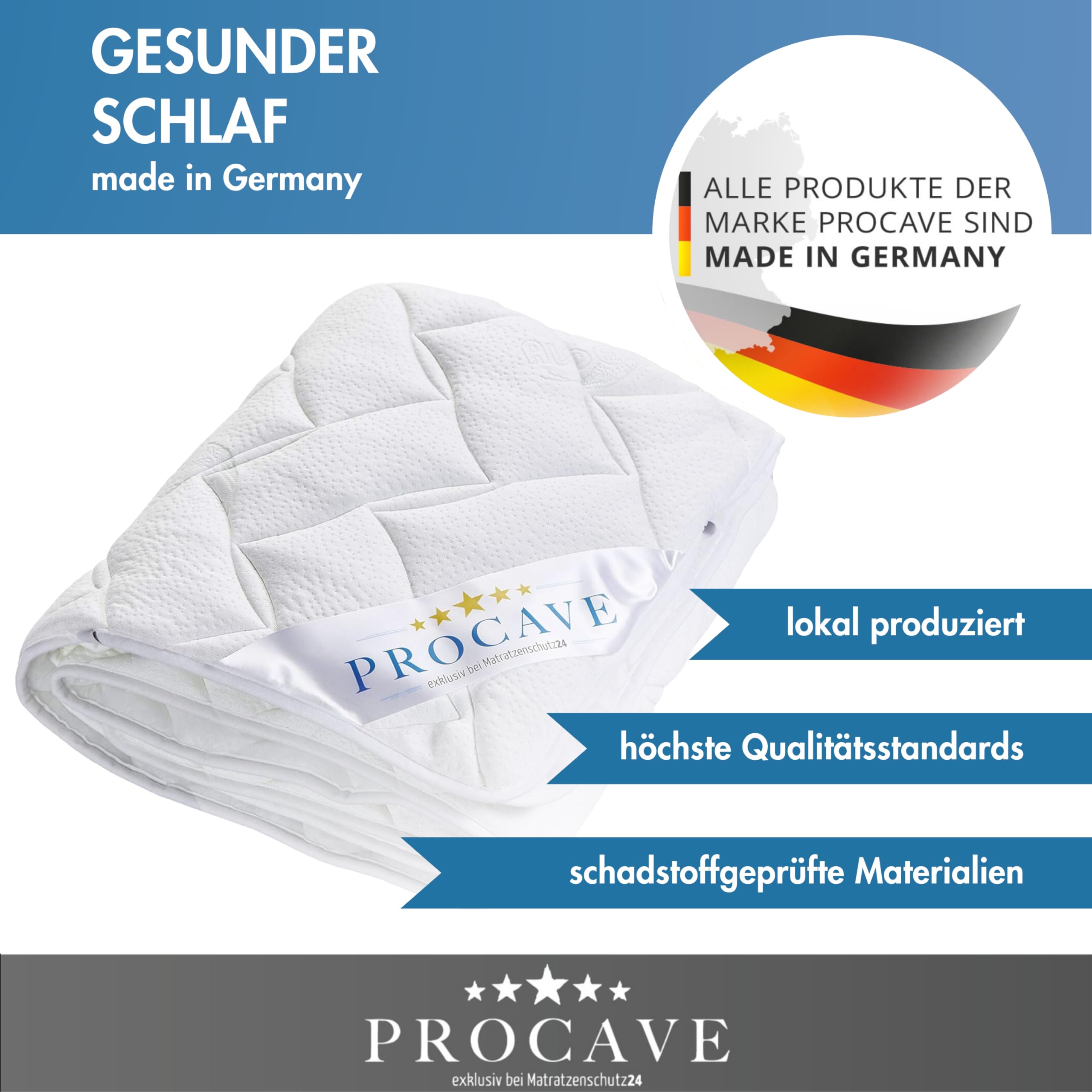 PROCAVE 1810-1811-1812 Protège-Matelas surpiqué, AloeVera, Weiß, 140x200 cm