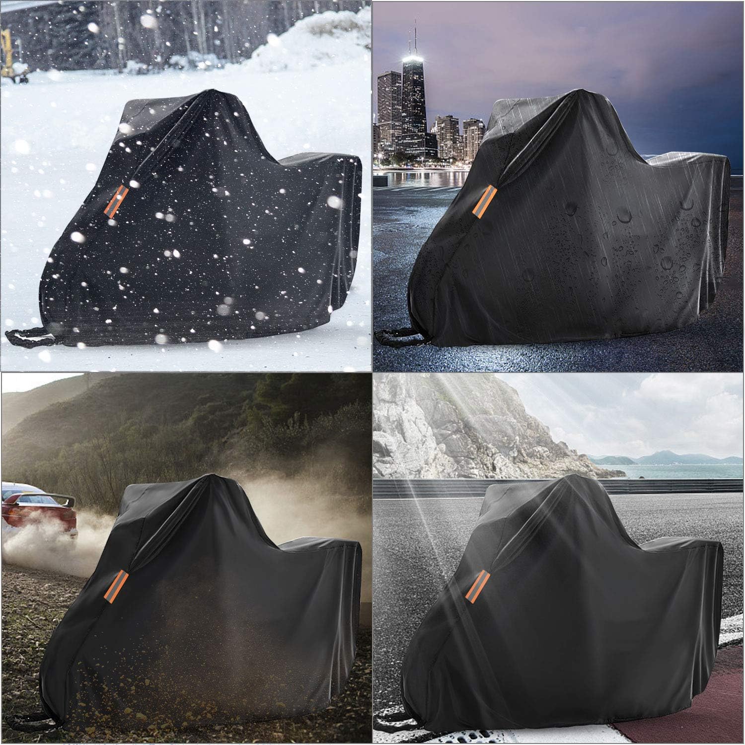 POMER Motorcycle Cover, 104inch Outdoor Moped Powersports Vehicle Cover for Motors Bike Waterproof Heavy Duty 3XL Motorcycle Scooter Cover : Automotive