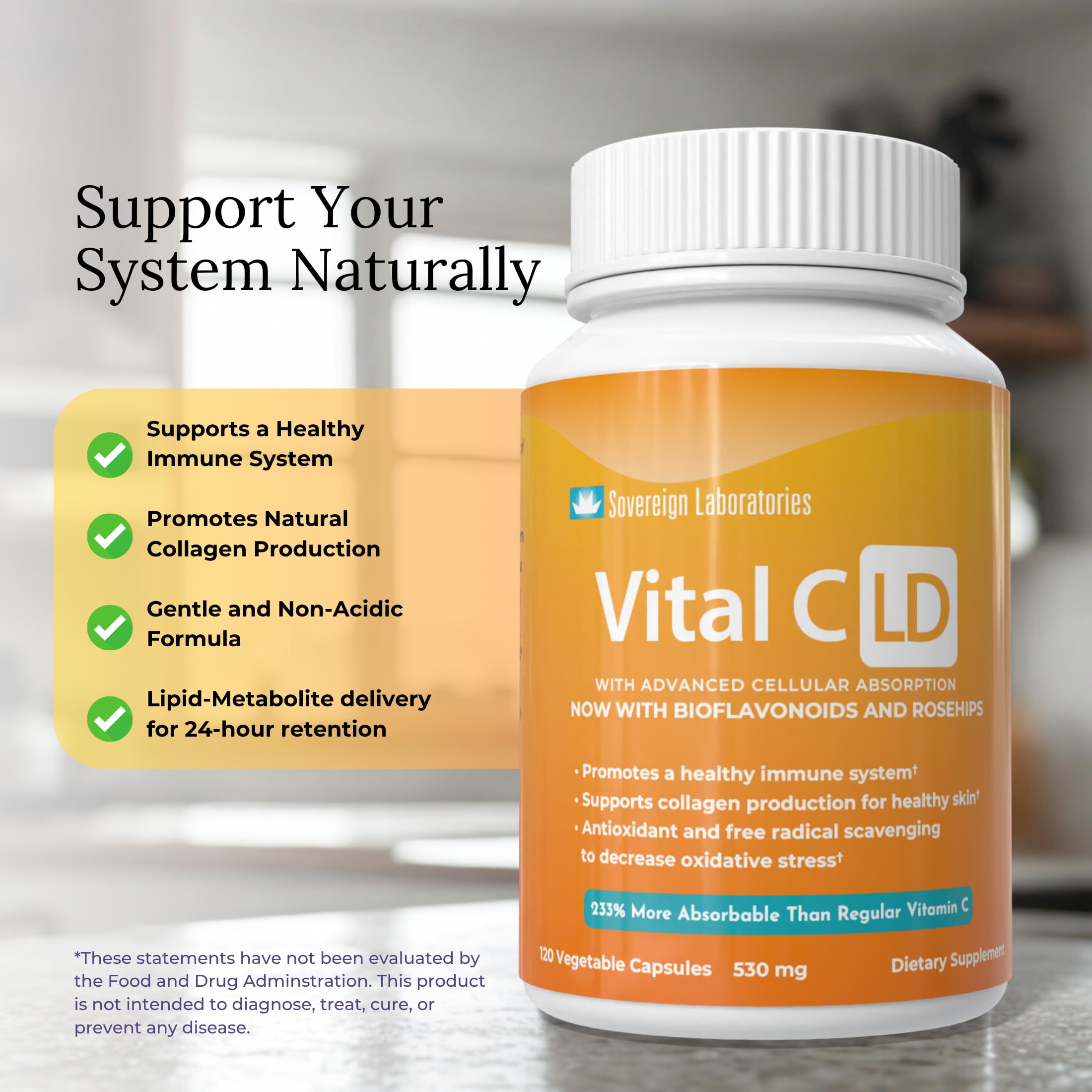 GastroDefense Vital C-LD - Enhanced Liposomal Vitamin C - 530mg Capsules