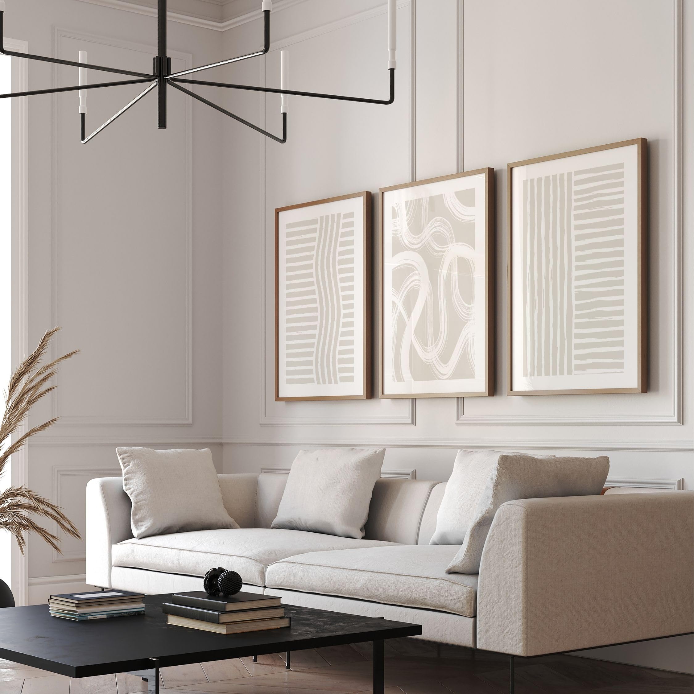 Lot de 3 posters - Beige - Tableaux muraux minimalistes sans cadre (30 x 40
