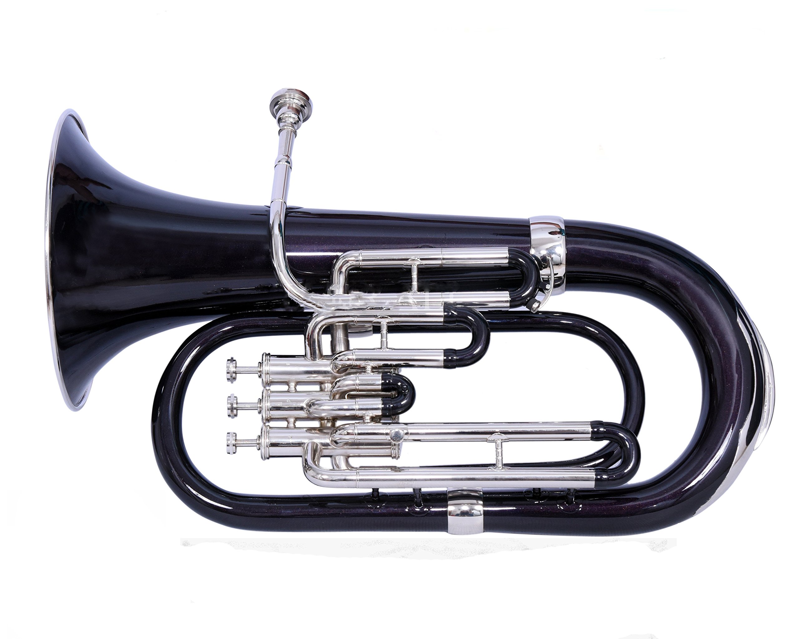 UNIQ Bb Euphonium 3 Valve for Students, Beginners with Free Hard Case and Mouthpiece, Bb Pitch Euphonium Brass Made Musical Instrument (Black Nickel)