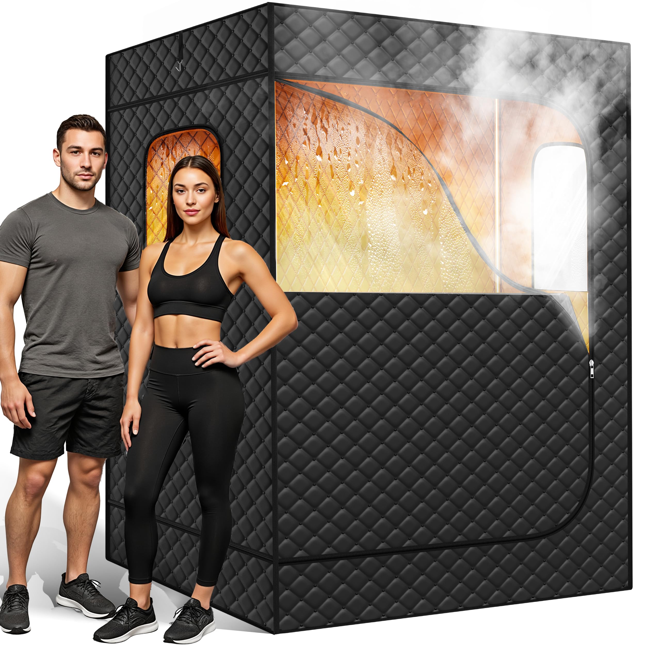 2 Person Sauna, Indoor Portable Steam Sauna Room with 2 Foldable Chairs, 9 Levels of Sauna Box with Remote Control.Oversized for Sharing - Ideal for Couples, Family & Friends