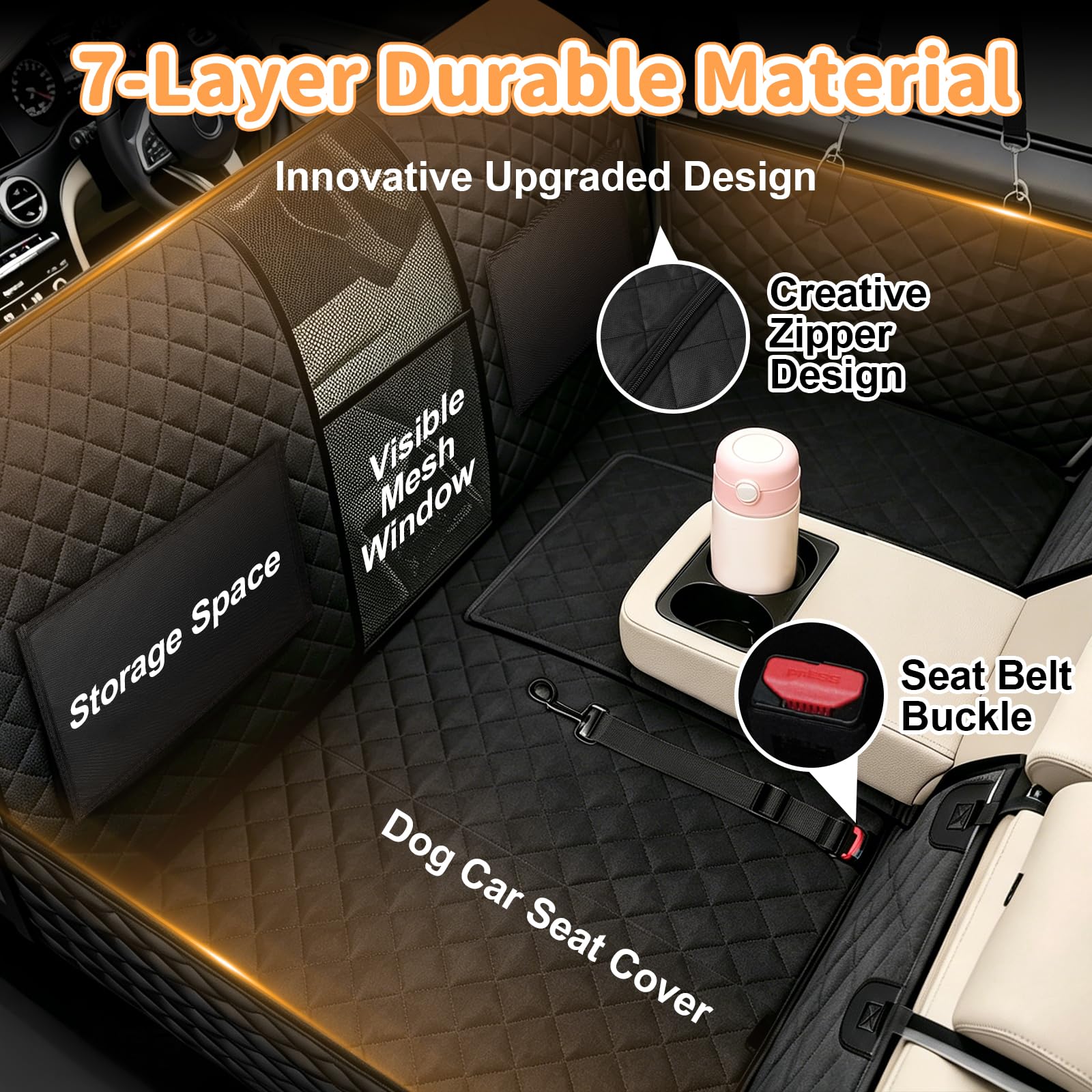 Protector de Asiento para Mascotas, Funda Coche Perro | con Ventana de Malla Visible y Protección Lateral para la Mayoría de Coches, SUV