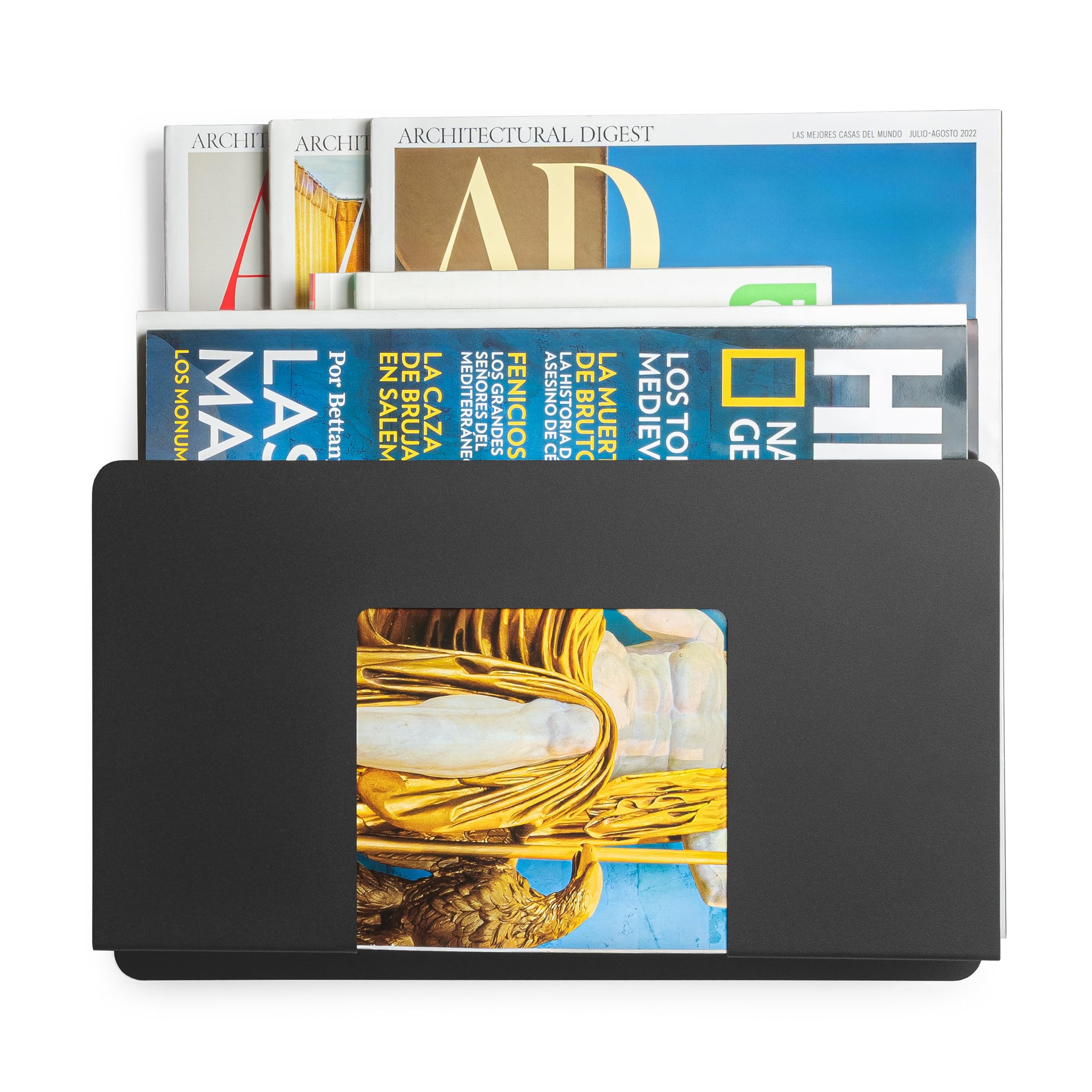 Organizador de Revistas de Pared Carpeta Archivadora Papel A4 Estantería Baño Negro 1 Unidad