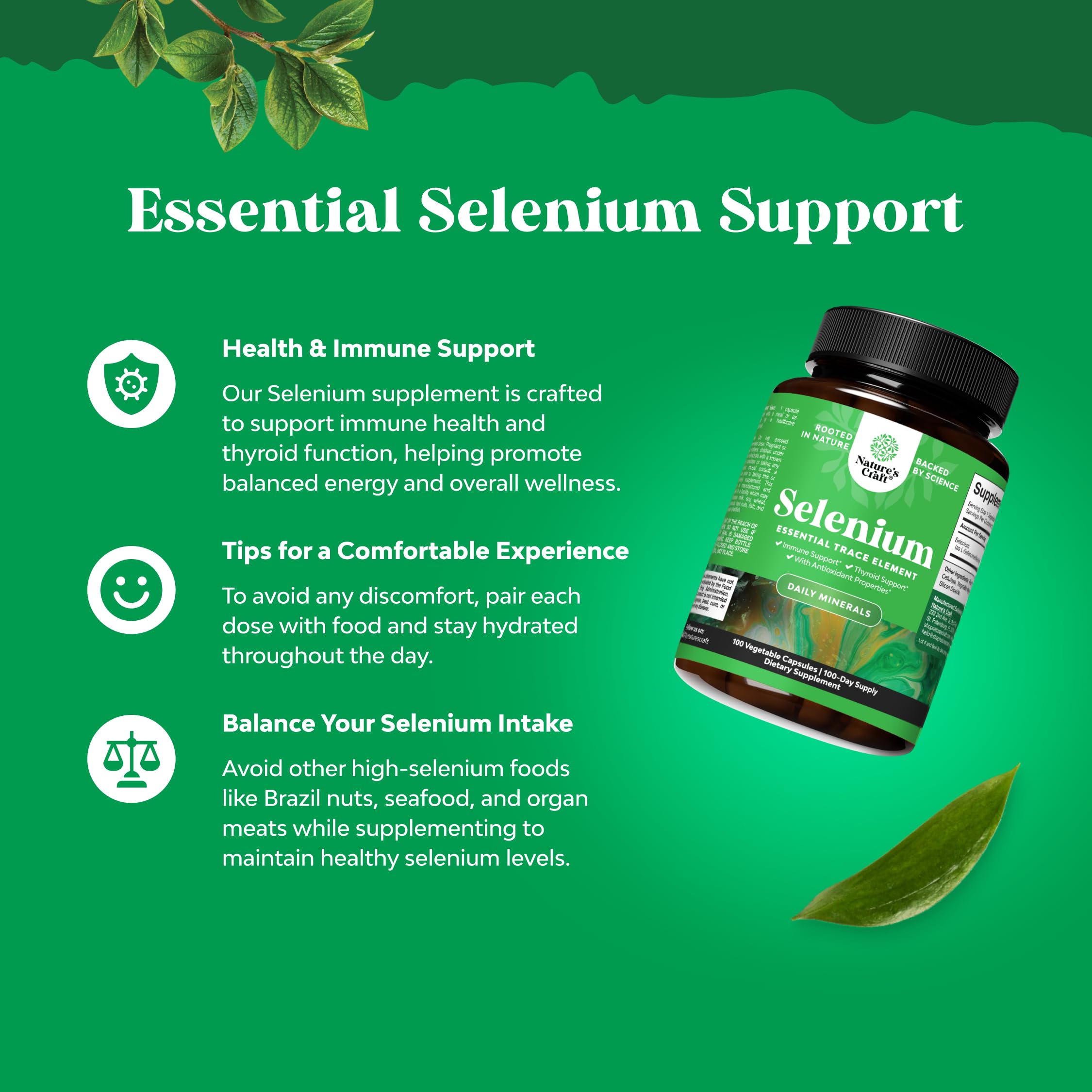 Yeast-Free Selenium Capsules - Thyroid & Immune Support - 100 Count — Amazon image 2