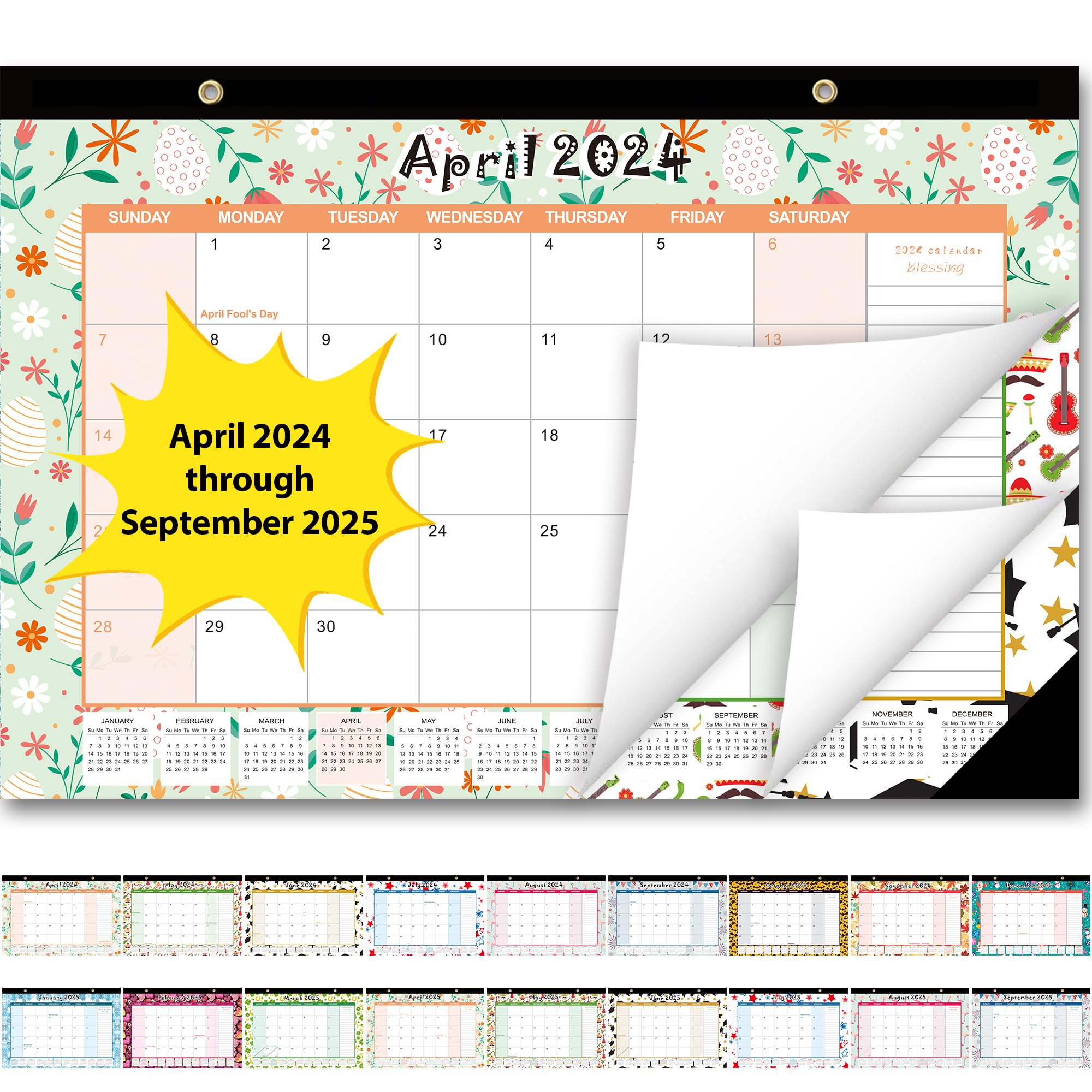 Amazon.com : OuMuaMua Desk Calendar 2024-2025: Monthly Pages 17 x 11-1/2  Inches Runs from April 2024 to September 2025-18 Monthly Calendar with  Corner Protectors for School, Home and Office : Office Products