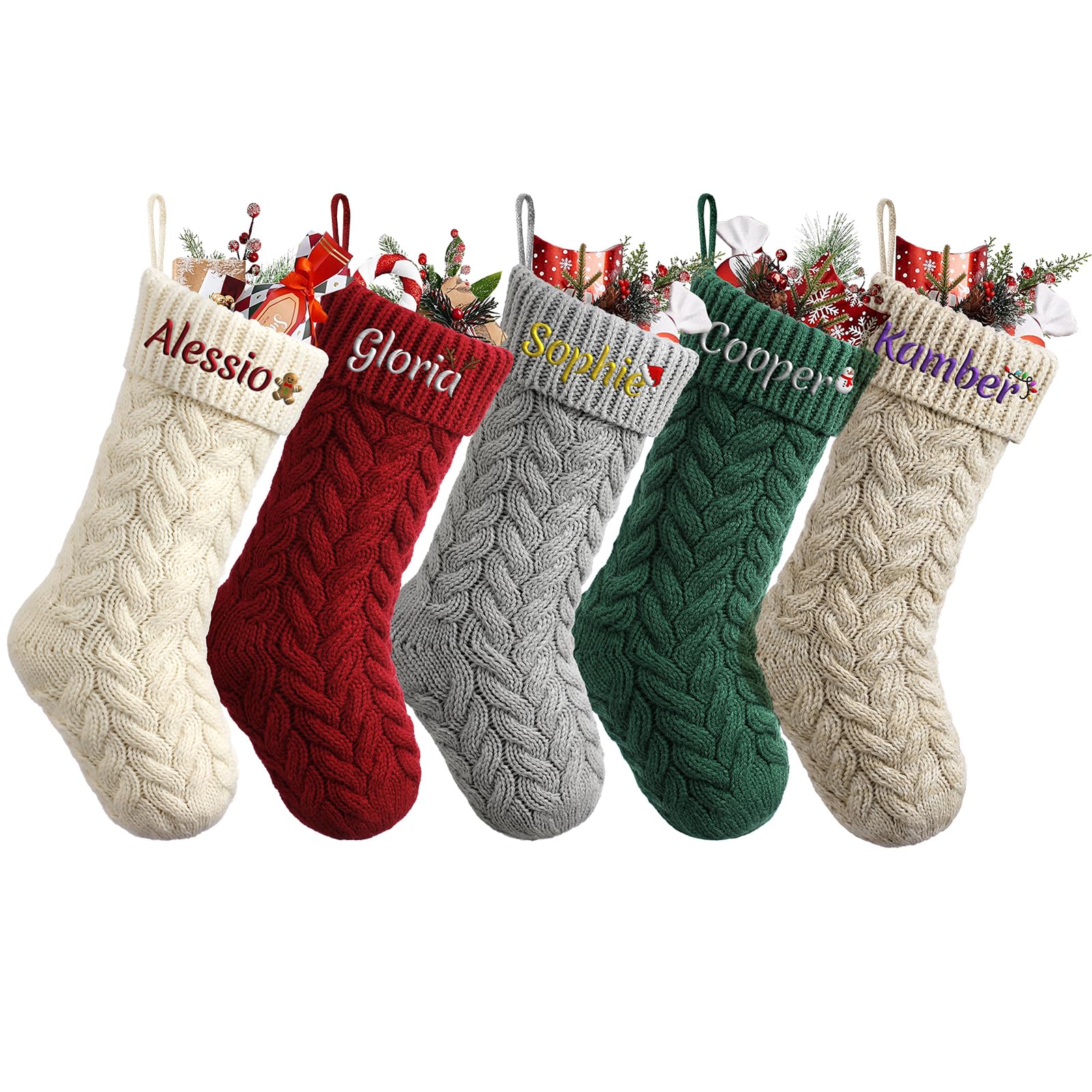 Personalised Christmas Stockings 18" Large Knitted Xmas Hanging Stocking — image 1