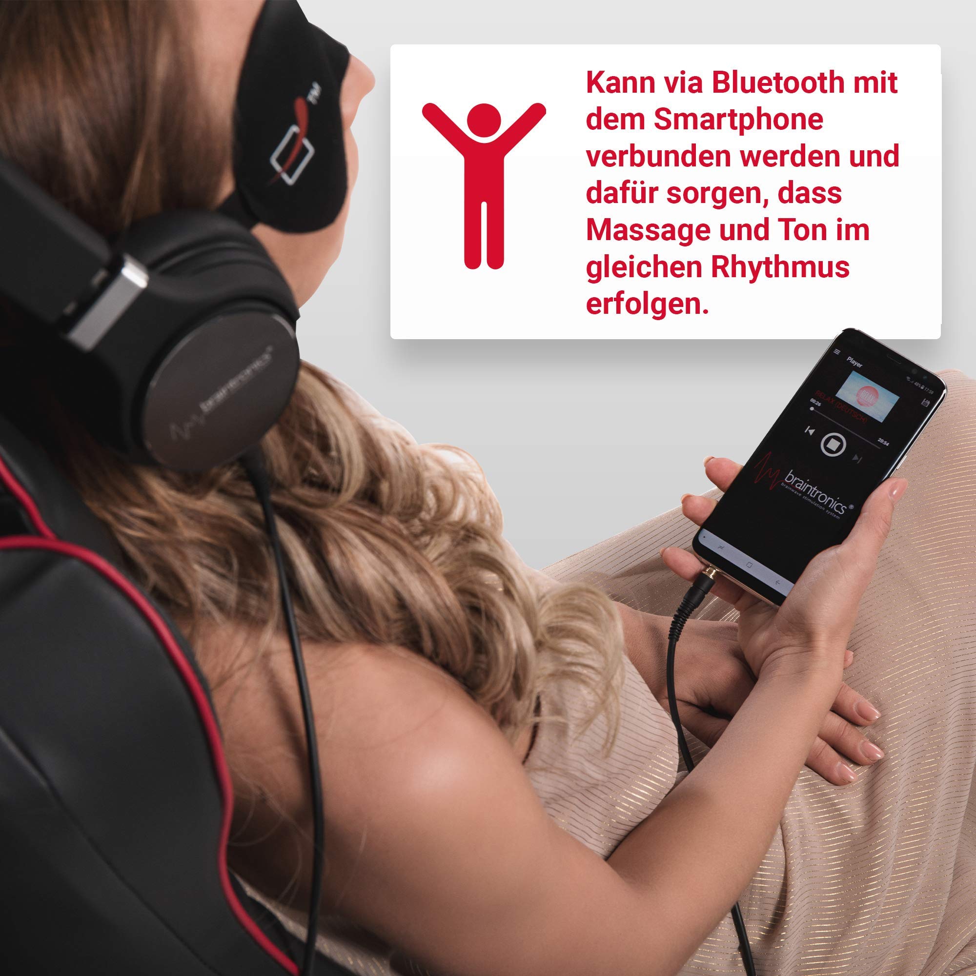 Casada Quattromed V BT Massageauflage – Shiatsu Rücken- & Nackenmassage, Wärmefunktion, Bluetooth + Audiostimulation, Fernbedienung, Intensivmassage für Zuhause & Büro