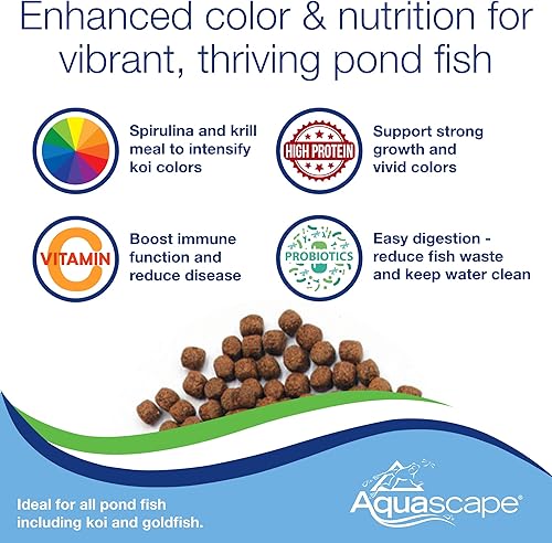 Miniatura 3 de Aquascape Alimento para peces de alta calidad que mejora el color para koi pequeño a mediano y otros peces de estanque, pellet mediano, 2.2 libras