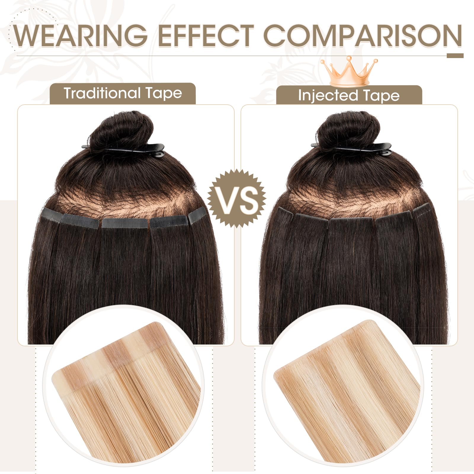 Elailite Injected Tape in Hair Extensions Human Hair - Image 3