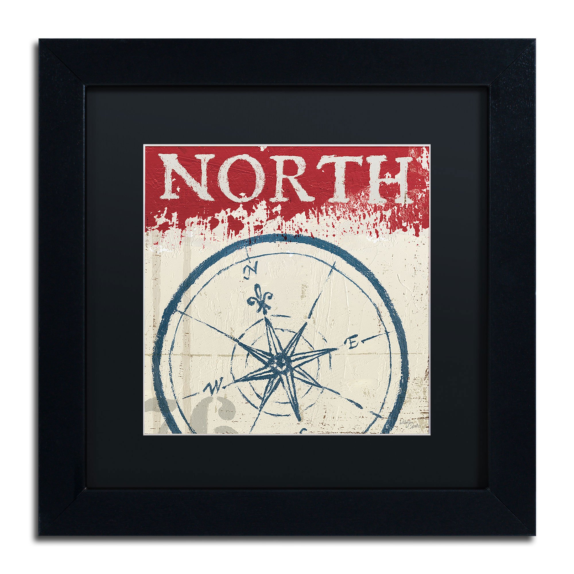 Trademark Fine Art Nautical I Red Framed Artwork by Wellington Studio, 11 by 11-Inch, Black Matte