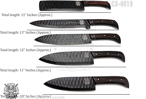 Miniatura 4 de SHINY CRAFTS Juego de cuchillos de cocina forjados hechos a mano con mango de madera Wangi y hoja de acero de Damasco, cuchillos de chef con rollo