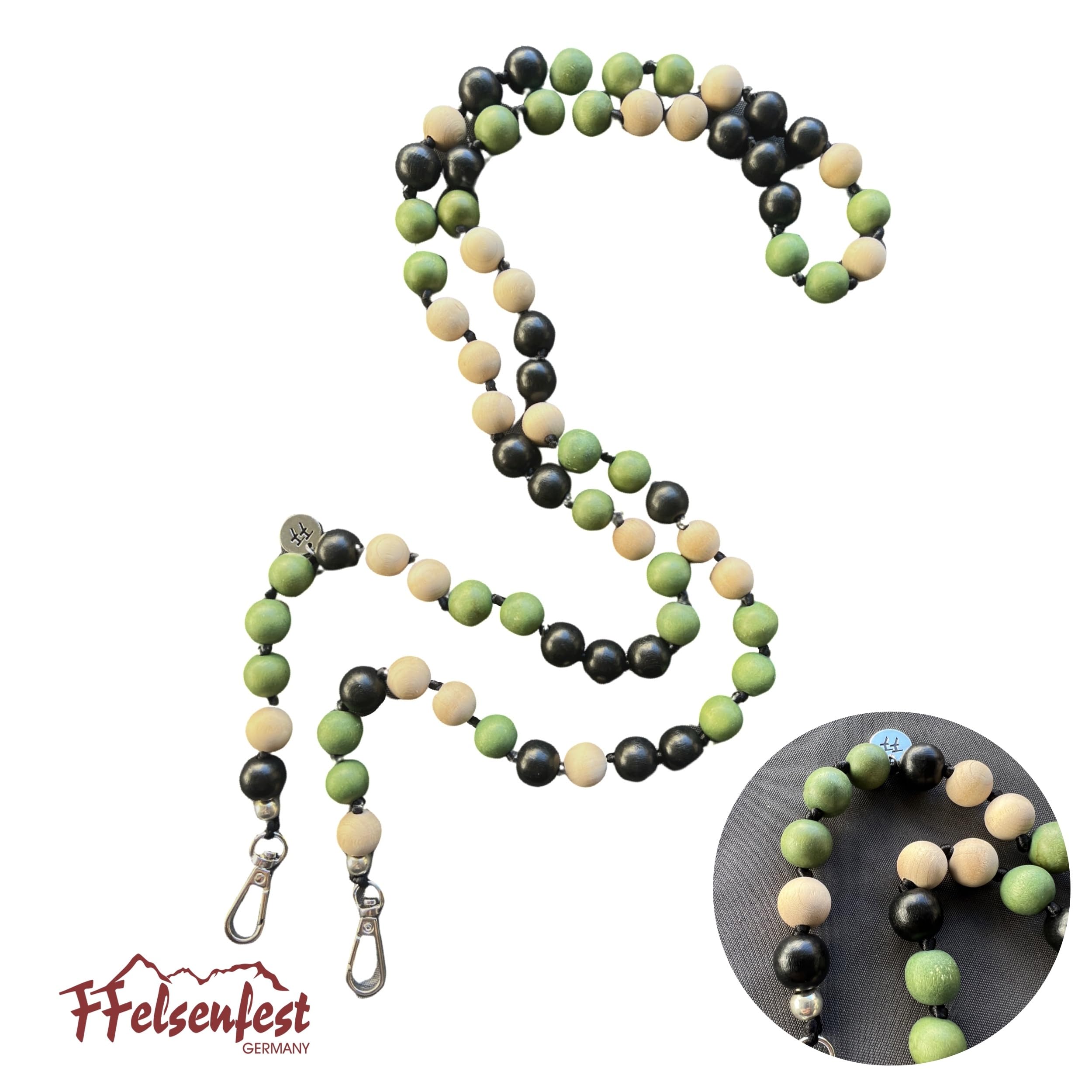 Handykette Lang Holzperlen Multicolor I für alle Handys geeignet I ø15 mm I Länge ca. 138 cm