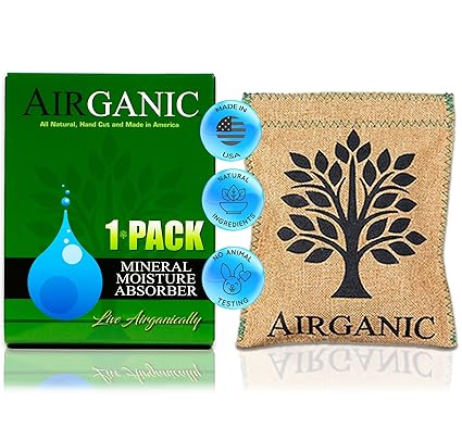 Airganic Natural Dehumidifier Bag, Absorbing Power of USA Minerals & Plants - Car, Safe, Closet, Gun Safe - Kid & Pet Friendly Lifetime Mini Reusable Moisture Absorbers for Home, Bathroom, RV (1 Pack