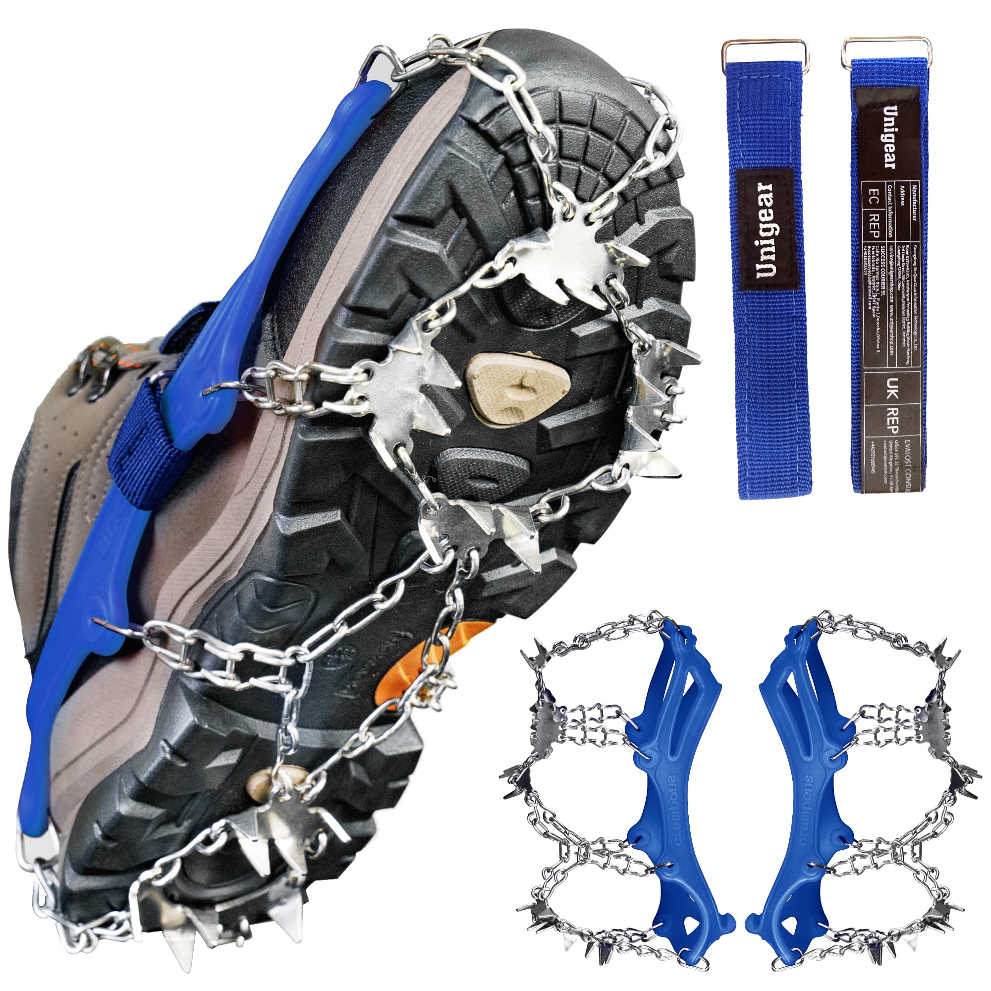 Unigear Crampons for Hiking Boots, Anti-slip 24-Spike Ice Snow Grips