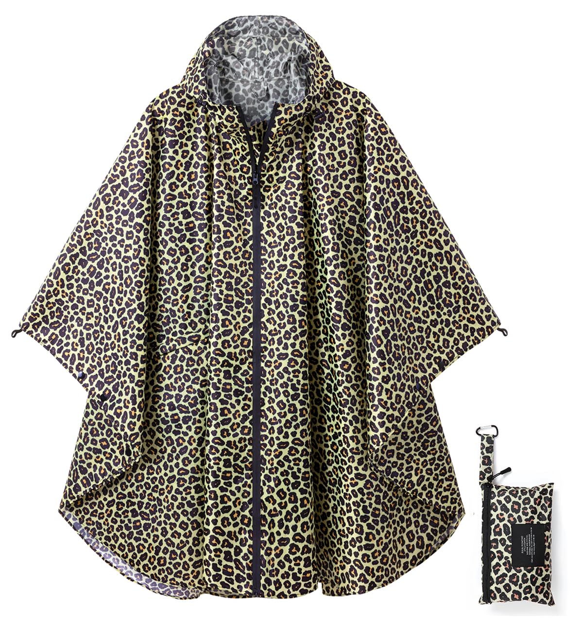 Rain Poncho Jacket Coat Hooded Zipper Style for Women/Men/Adult with Pocket