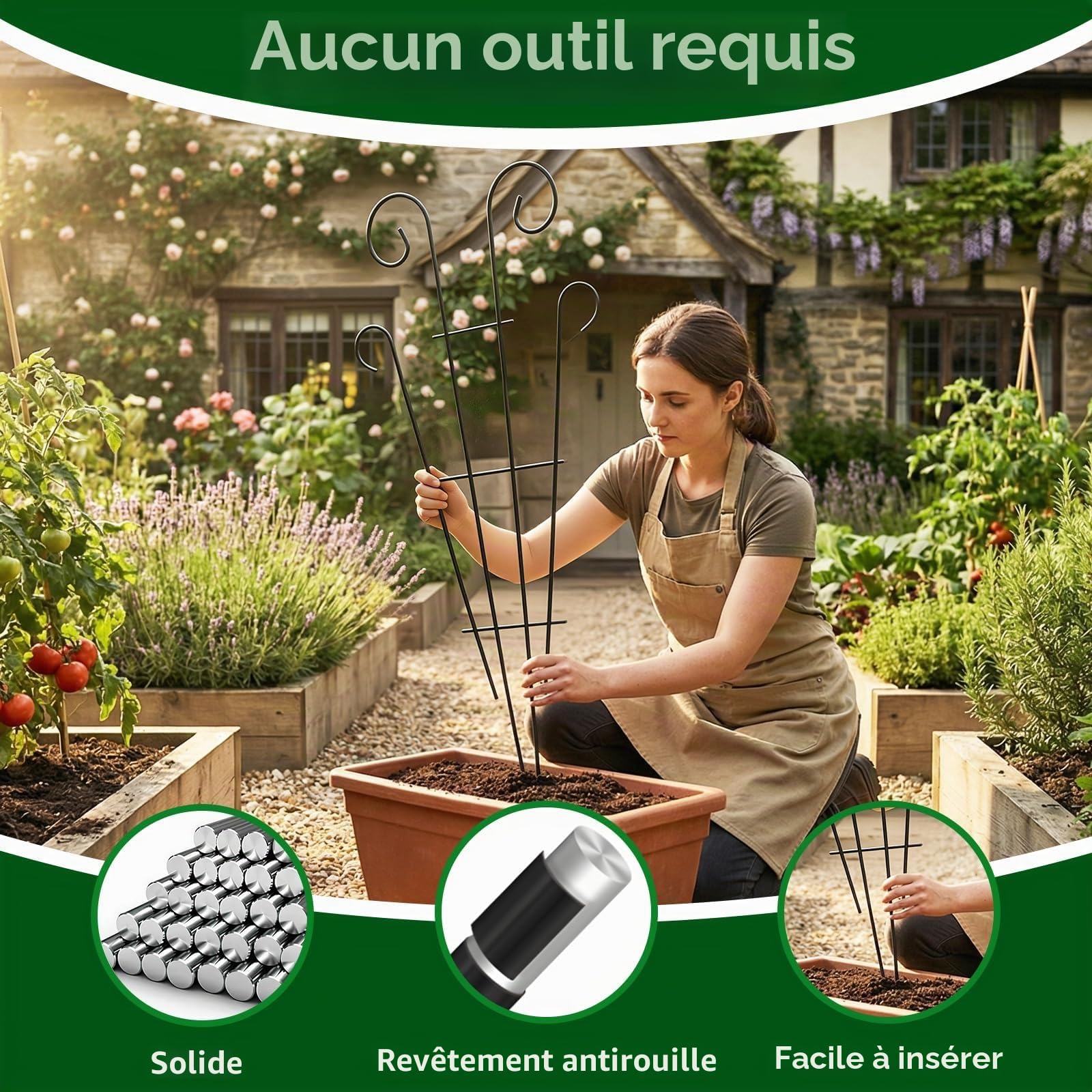 Thealyn Lot de 4 treillis de plantes d'intérieur pour plantes grimpantes en pot, treillis de jardin en métal pour plantes d'intérieur, fleurs de lierre, forme de vague, noir (109 cm)