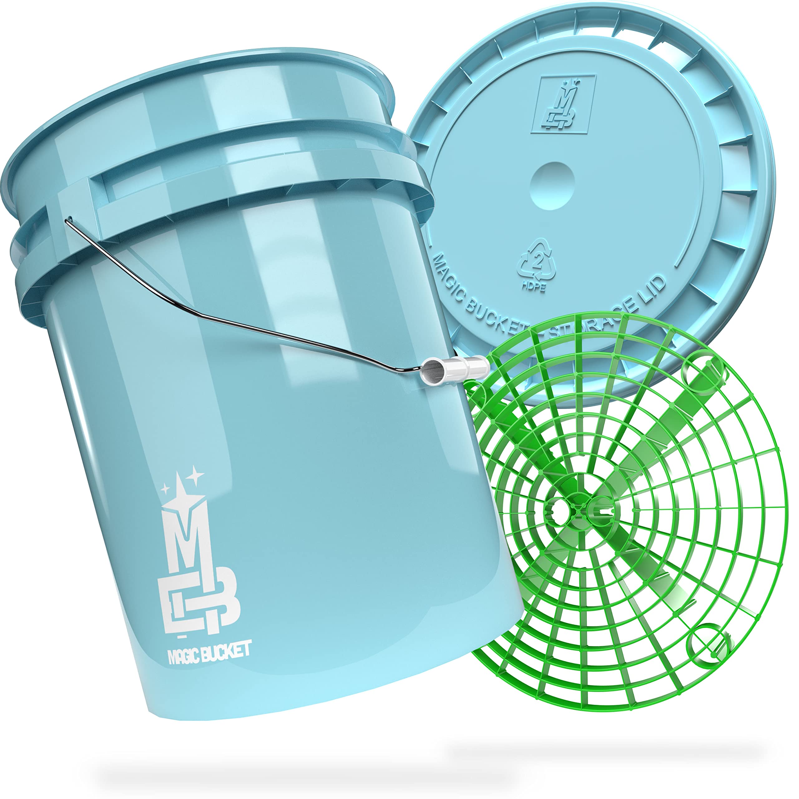 MAGIC BUCKET | Paquete de lavado a mano | Cubo de lavado con tapa de cubo a juego 5 US GALLONS aprox. 20 litros | Con inserto de cubo Grit Guard Colador de suciedad | Set de lavado