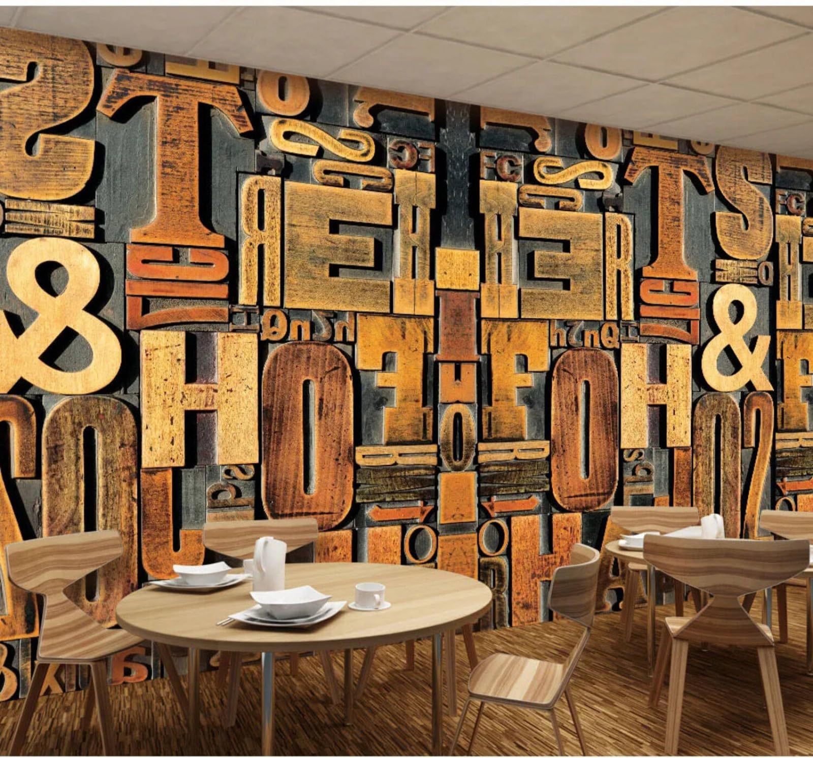 Abstract Retro Relief Letters Art 3D Wallpaper Easy Install Feature Office Living Room Sofa Bedroom TV Background Wall Decoration-400cm×280cm