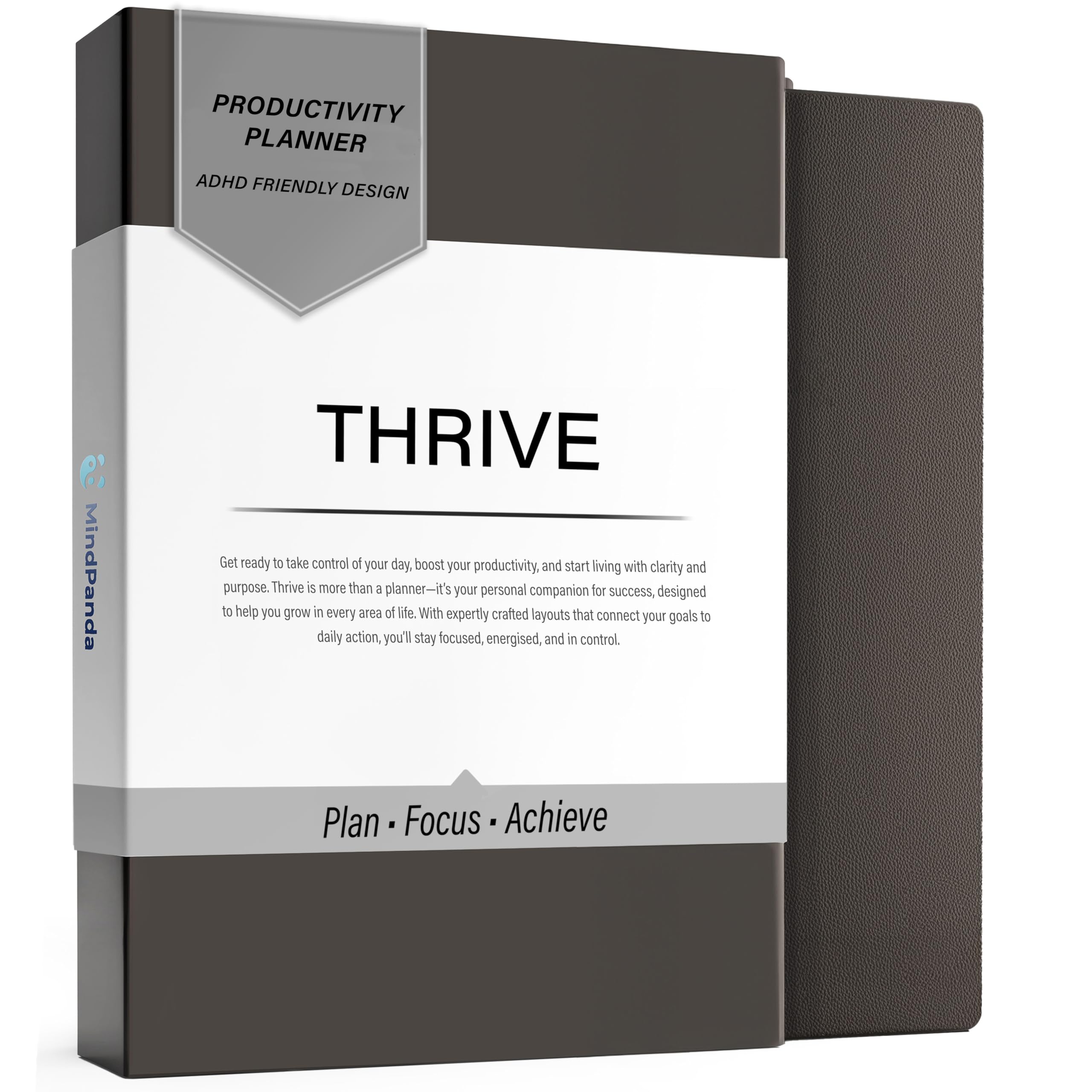 MindPanda | Thrive Productivity Planner for Daily, Weekly and Monthly Planning & Goal Setting - Premium Guided 90-Day System for Focus, Goal Setting, Gratitude & Happiness – ADHD-Friendly Design - A5