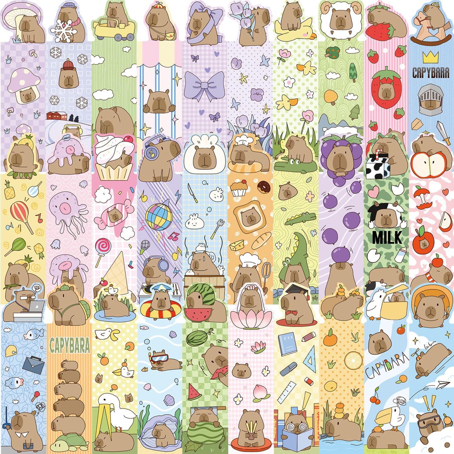 30 Pcs Cute Paper Bookmarks Multipack Animal-Shaped Creative Book Markers(Capybara)