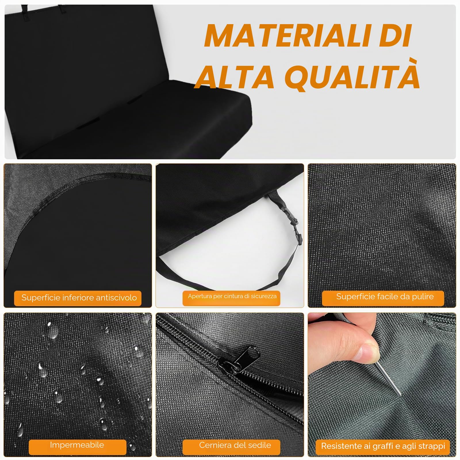 Coprisedile Auto per Cani, Coprisedile Posteriore Auto per Cani, Telo Cane Sedili Posteriori, Telo Bagagliaio per Cani, Impermeabile Universale Protezione Della Fodera