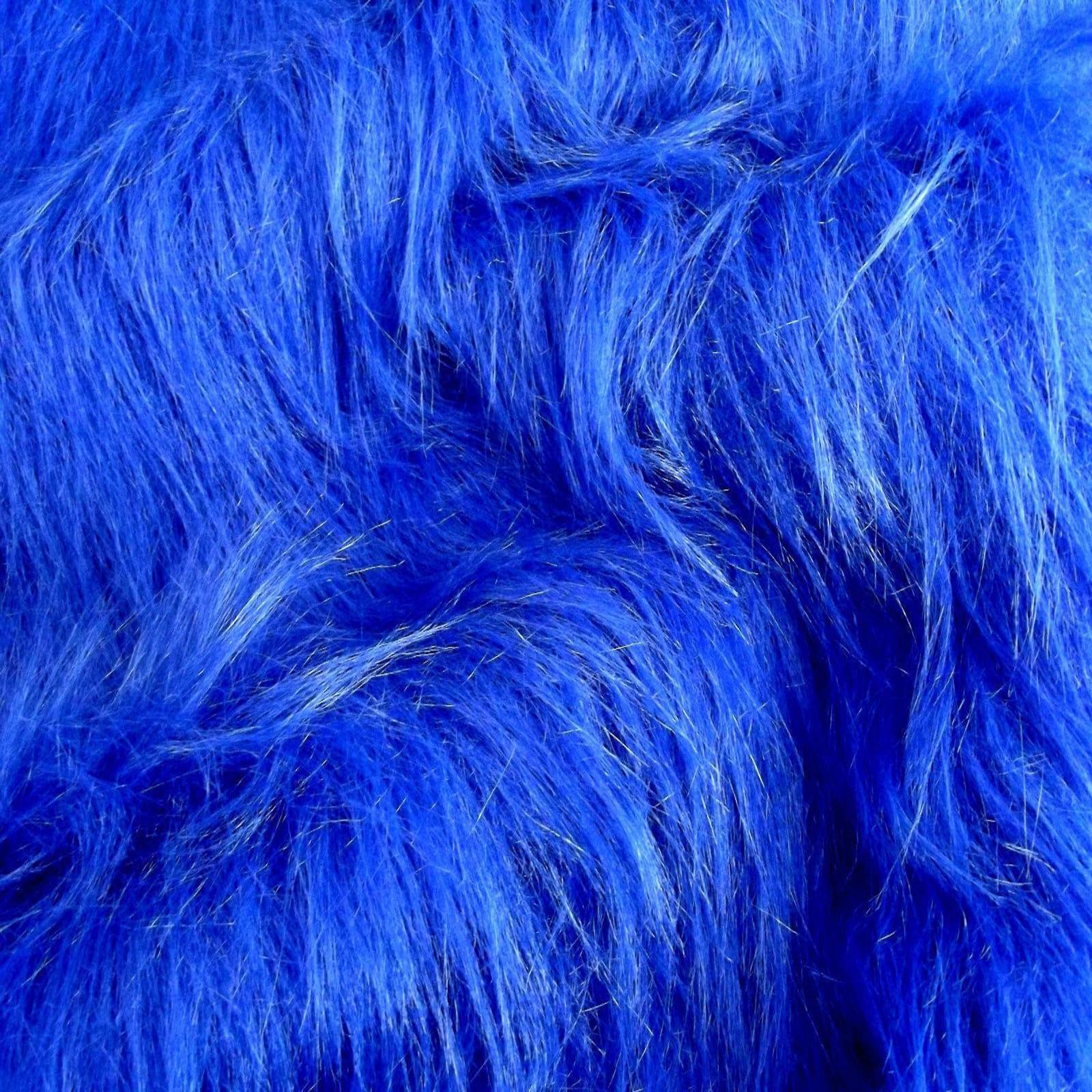 Long Haired Faux Fur Fabric Material - Cobalt Blue - Various Lengths - AC 356 / YF54 (A4 Sample 21cm x 30cm)