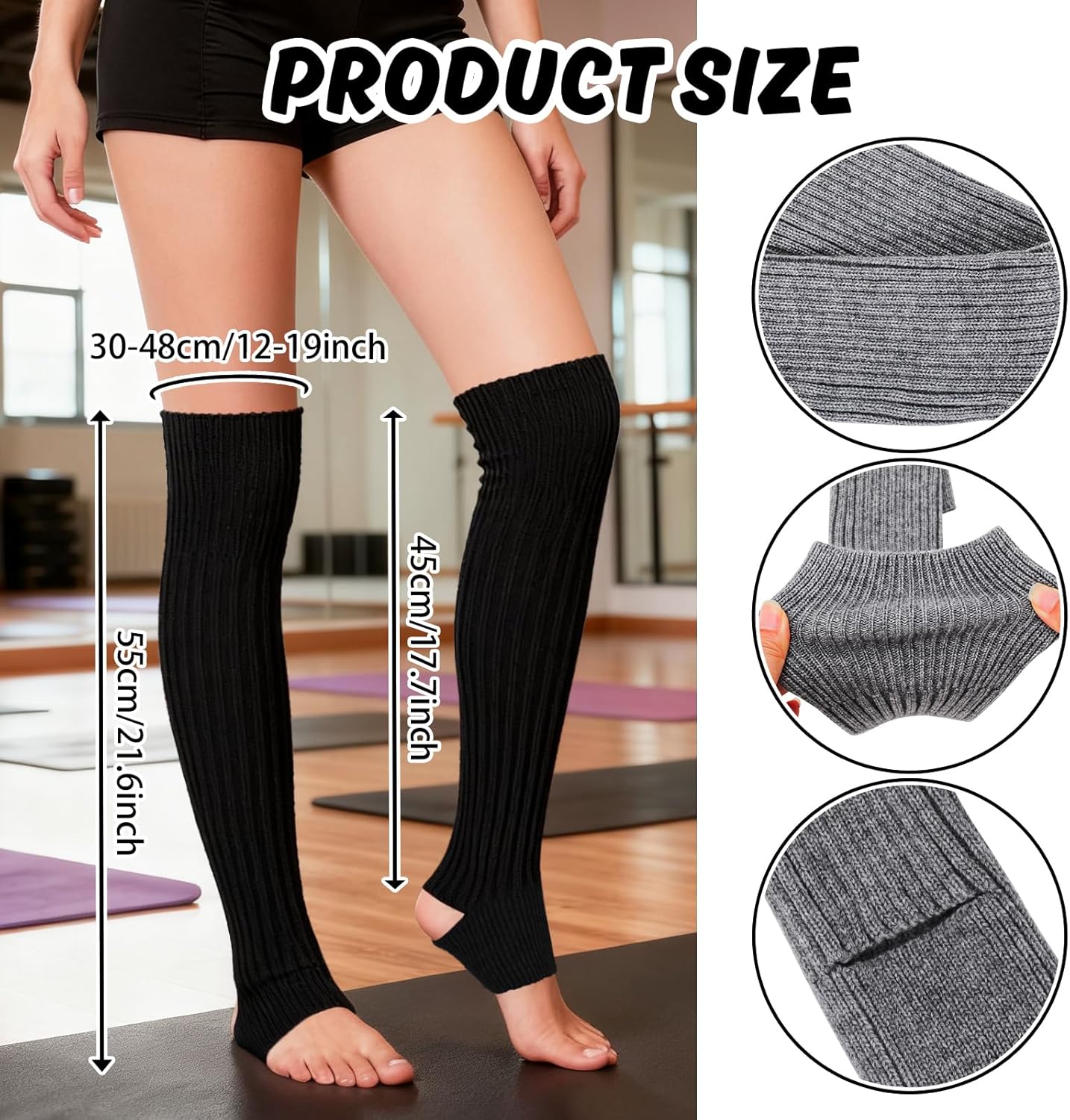 XEPST Ballet Leg Warmers Knitted Long Stirrup Yoga Leg Warmer Socks for Women Girls, Ankle Warmers for Yoga Ballet Dance - Image 2