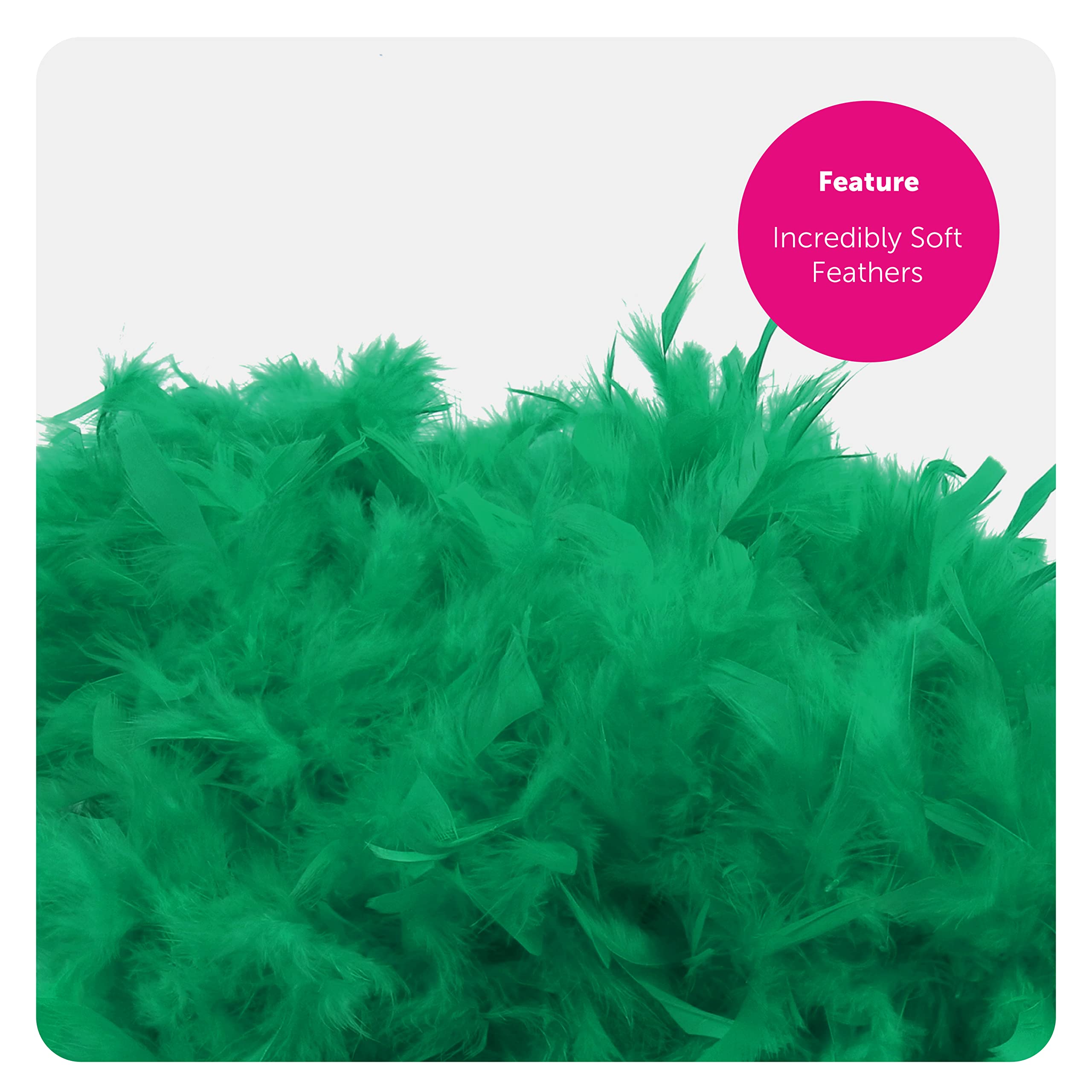 Lot de 6 boa à plumes vertes - 180 cm de long - 80 g - Accessoire de déguisement pour enterrement de vie de jeune fille