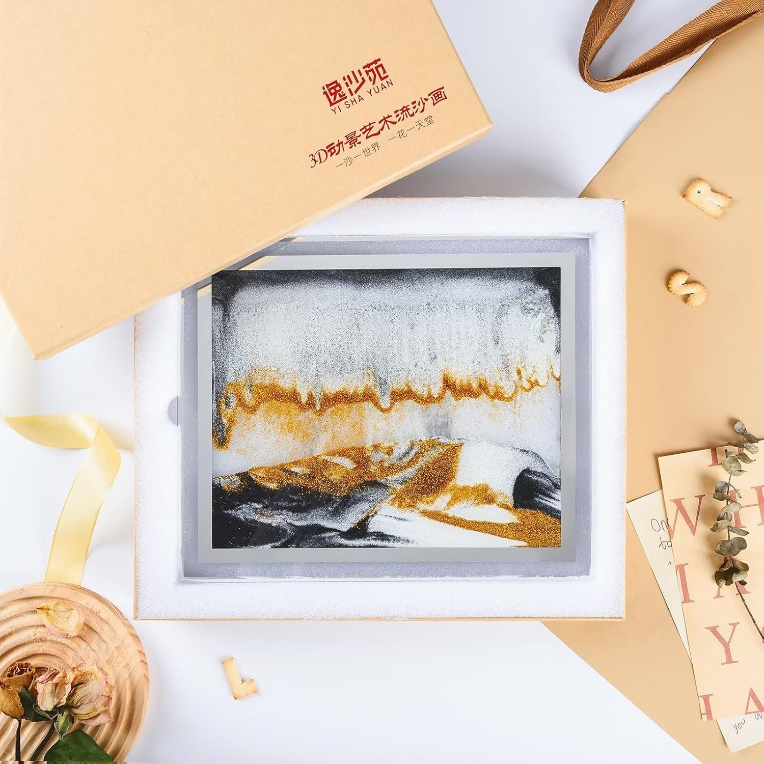 LCDOCLAK Moving Sand Art Picture (12 * 10 in),3D Hourglass Deep Sea Sandscape,3D Desktop Art for Home Office Decoration - Image 5