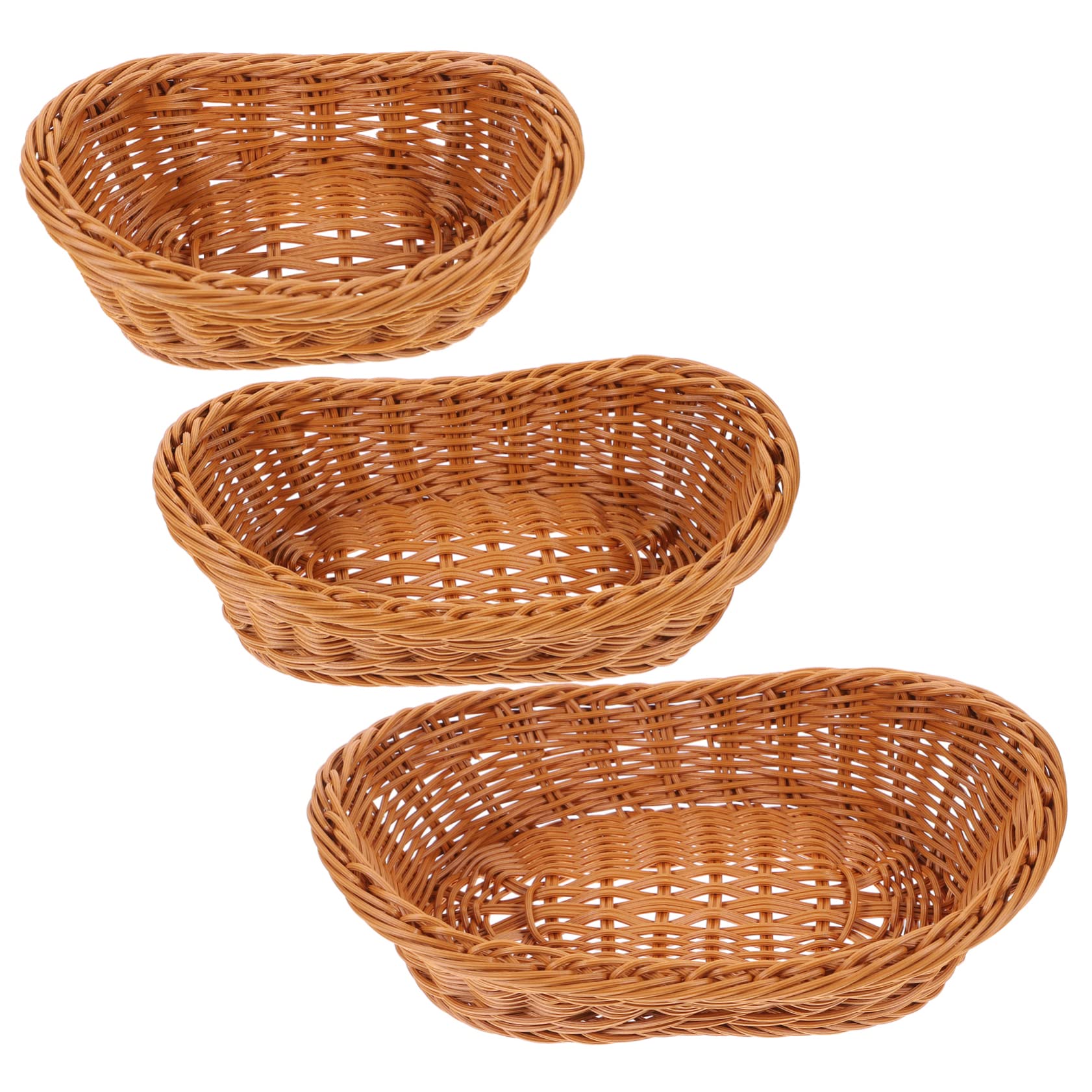 Cesta tejida de almacenamiento (pack de 3) para frutas, pan y dulces en el escritorio