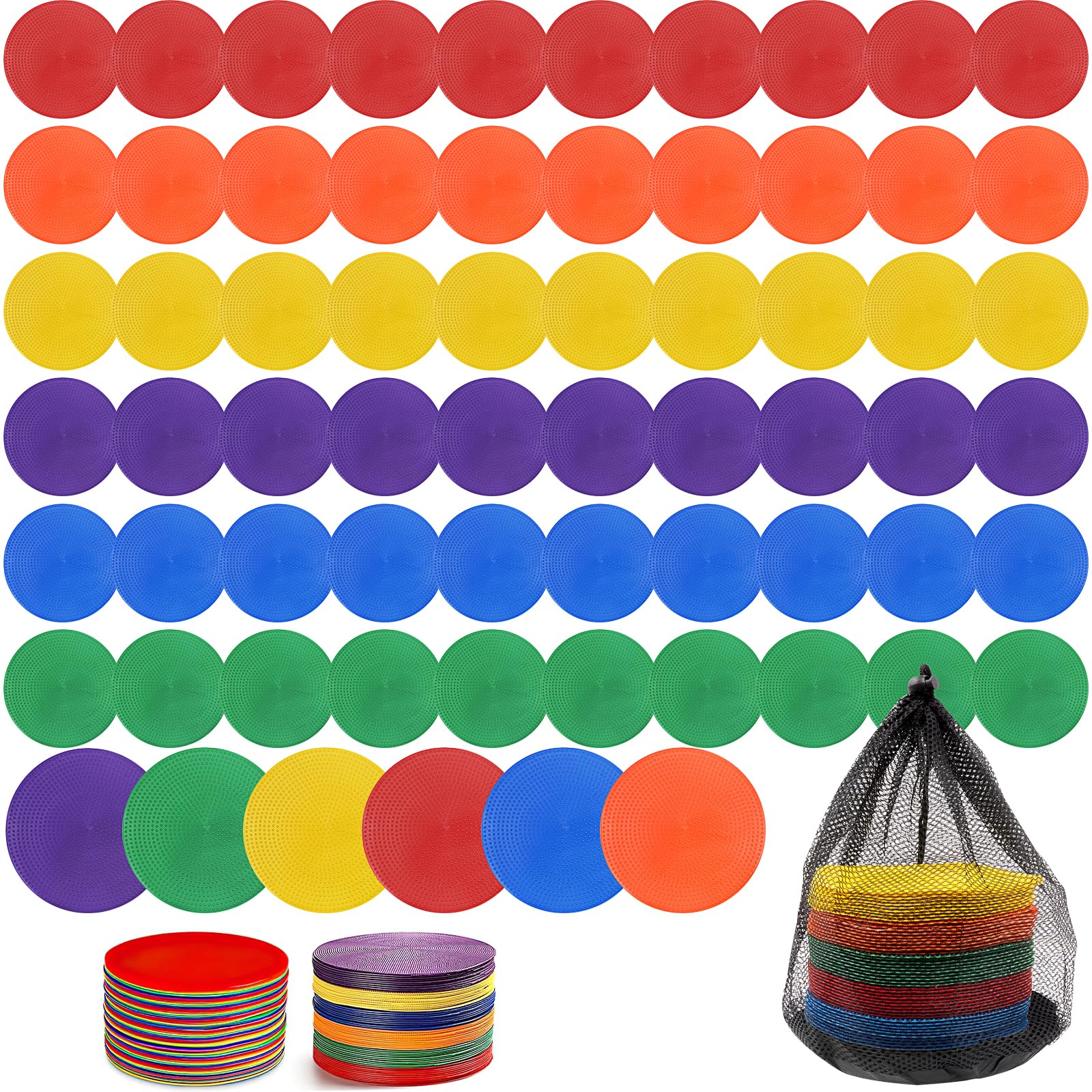 60 Stück runde Markierungsscheiben, 15 cm Fußball-Markierungsteller, Sportmarker Set, rutschfeste Training Marker für Gymnastik Fußball Basketball Tanzübungen Agilitätstraining