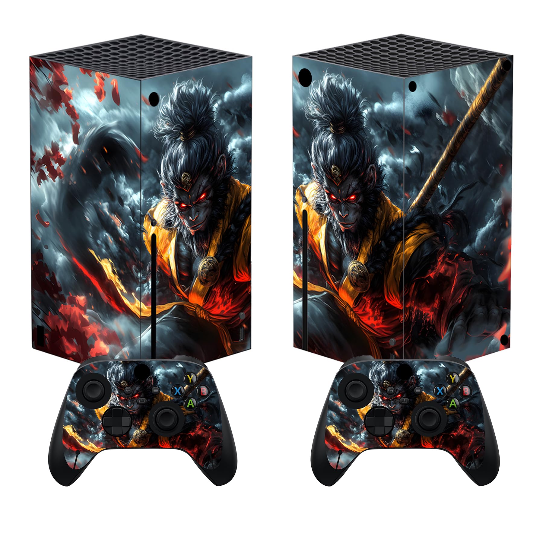 playvital Autocollant Manette pour Xbox Series X Accessoires Protection,Stickers pour Xbox Series X Console Skin-Tempête de Nuages Wukong