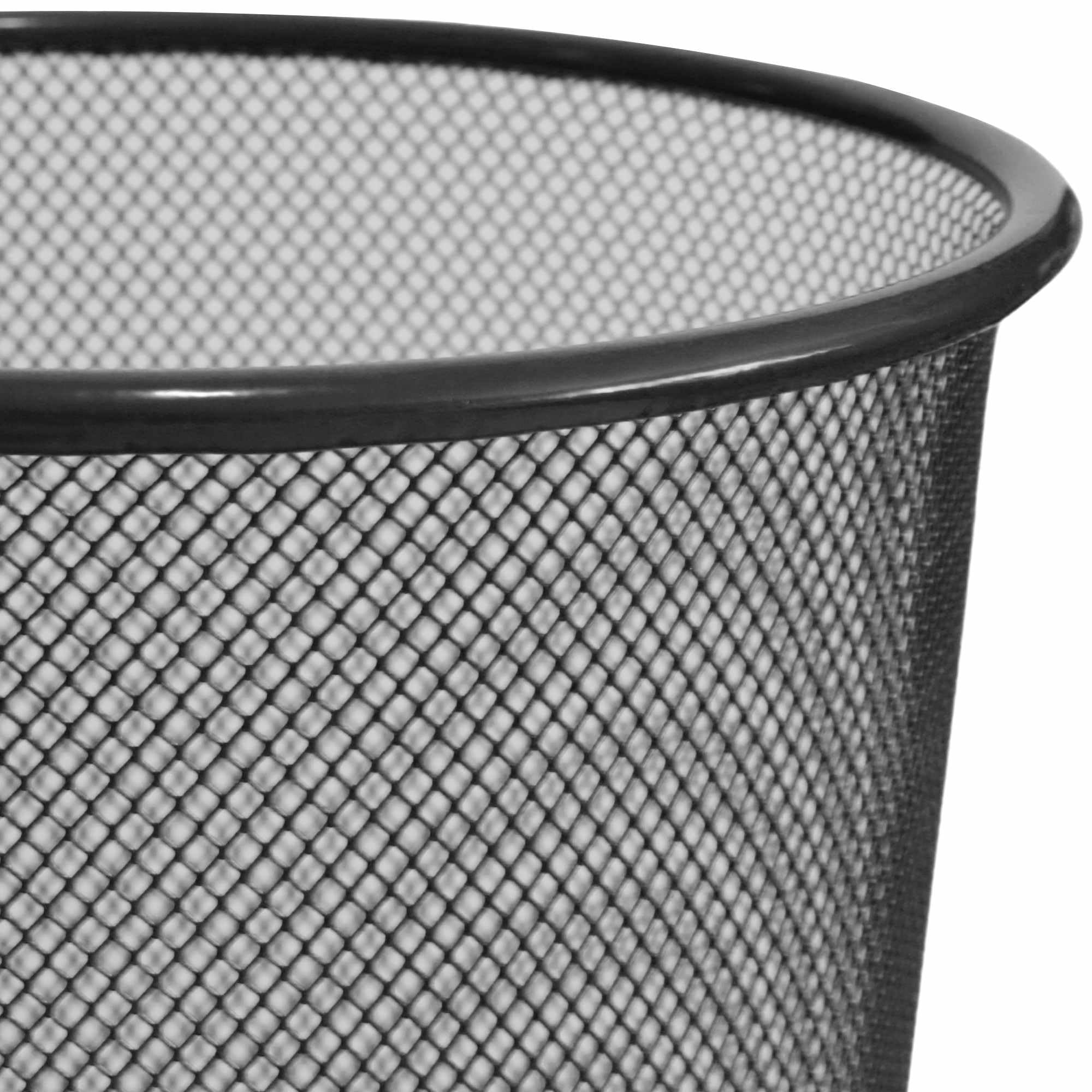 Papelera Malla Metalica, Cesto basura redondo metálico, Papelera oficina, Cubo de Basura, Papelera Escritorio, Papelera Baño, 26.5 cm alto x 23.5 cm diámetro, 12 Litros, Negro - imagen 5