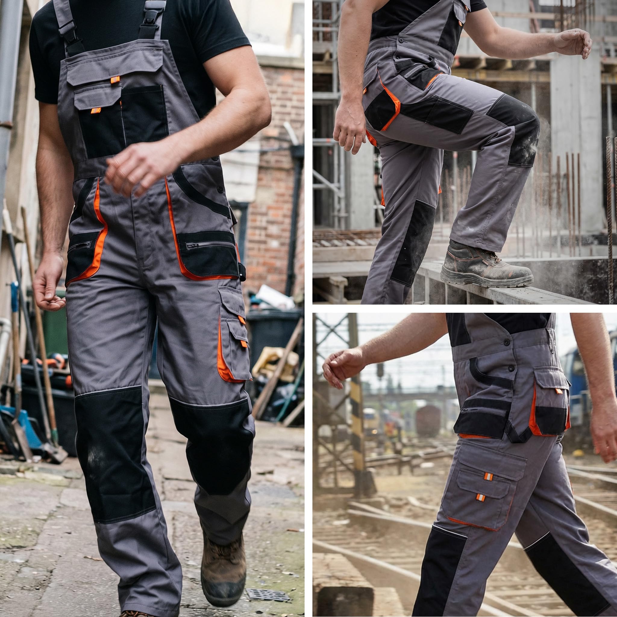 Stenso des-Emerton męskie spodnie robocze ogrodniczki Slim Fit z kieszeniami na kolanach