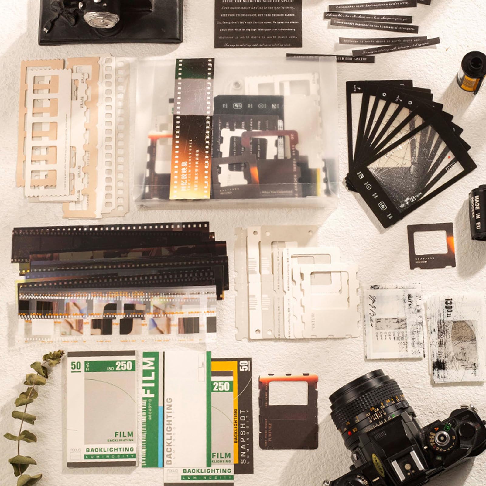 Tazweeq 94 Pcs Movie Film Stickers for Scrapbook Kit, Film Strip Photo Frame for Scrapbooking Supplies, Waterproof Tape Stickers for Journals Planners Aesthetic DIY Art Crafts Collage Album