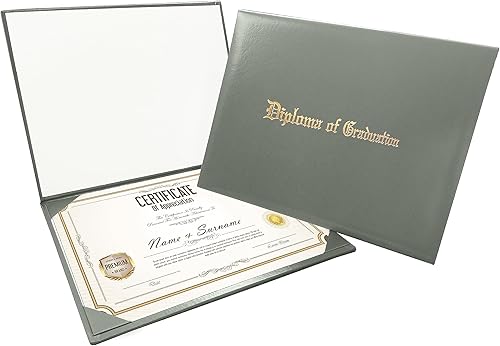 Cubierta de diploma para certificado de 8.5 x 11 pulgadas, impreso "Diploma de graduación", color gris, para escuela secundaria, universidad