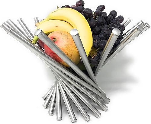 Miniatura 2 de HomeSimple - Frutero moderno, cesta de cocina de acero inoxidable, soporte grande para frutas naranja en plata