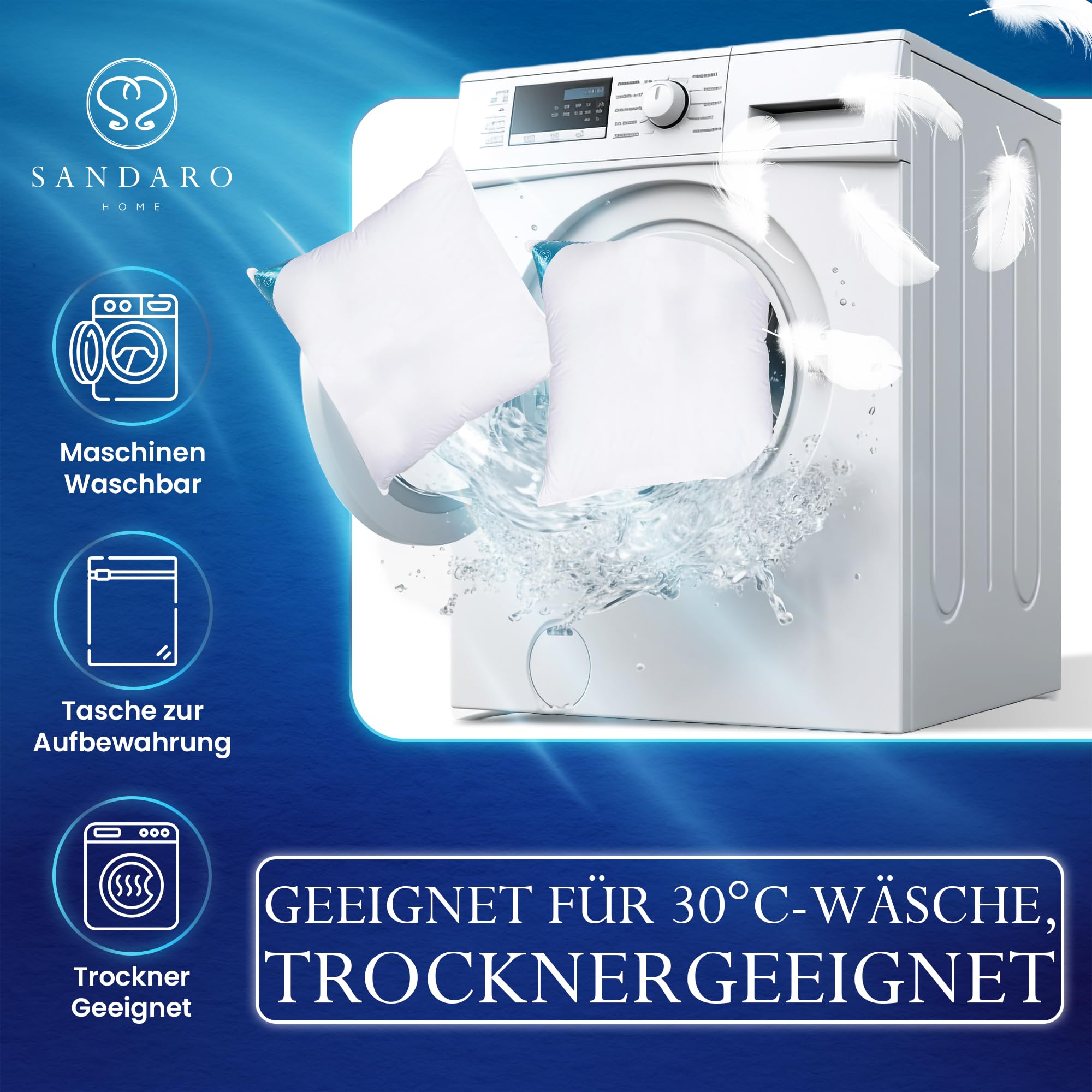 Kopfkissen 80x80 Federn Und Daunen 2er-Set – Allergiker Freundlich, Oeko-Tex Zertifiziert – Atmungsaktiver Bezug Aus 100% Baumwolle – Langlebiges, Stützendes Bettkissen Für Erholsamen Schlaf