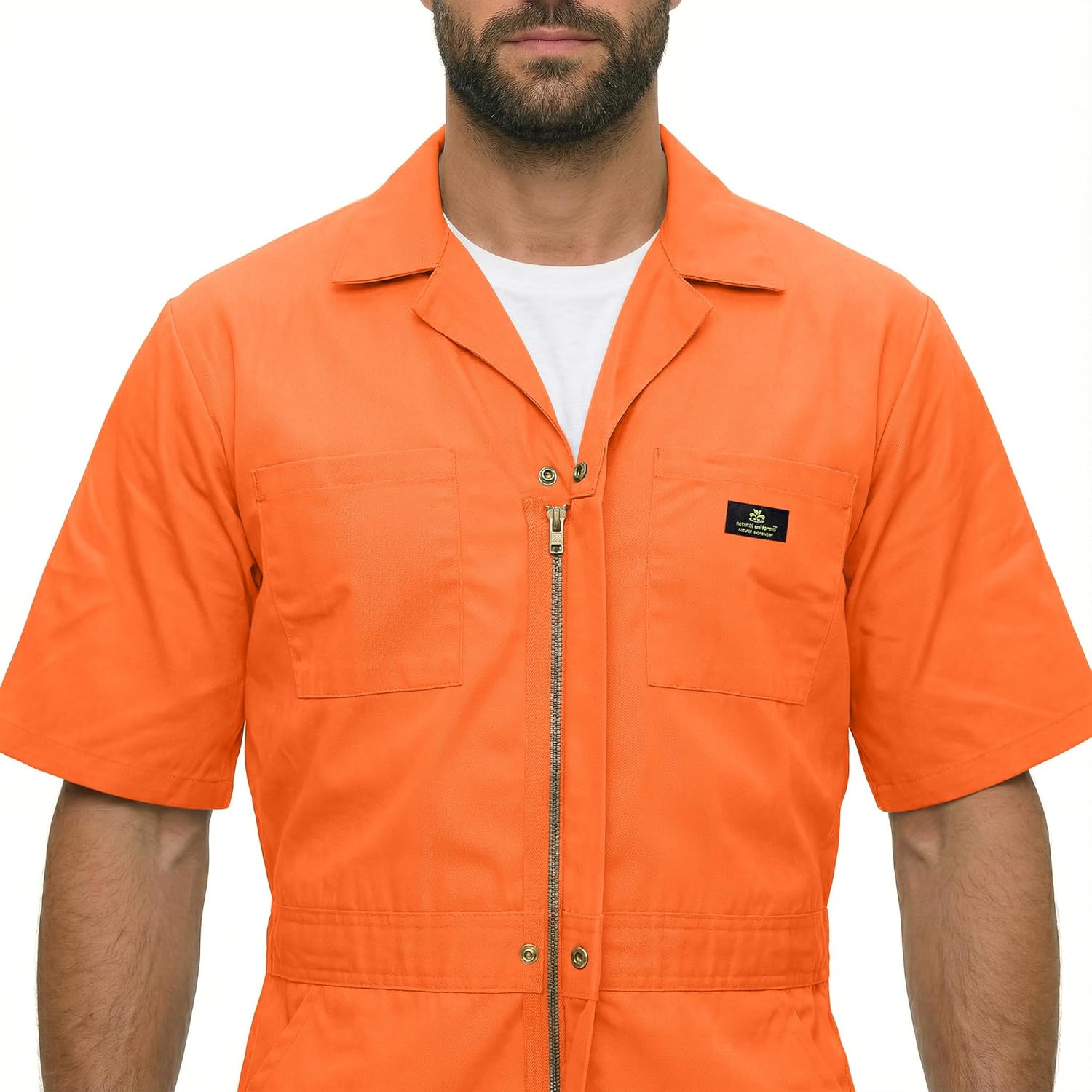 Natural Uniforms Mens Short Sleeve Zip Up Coverall, Stain and Wrinkle Resistant (Orange, Large) - Image 5