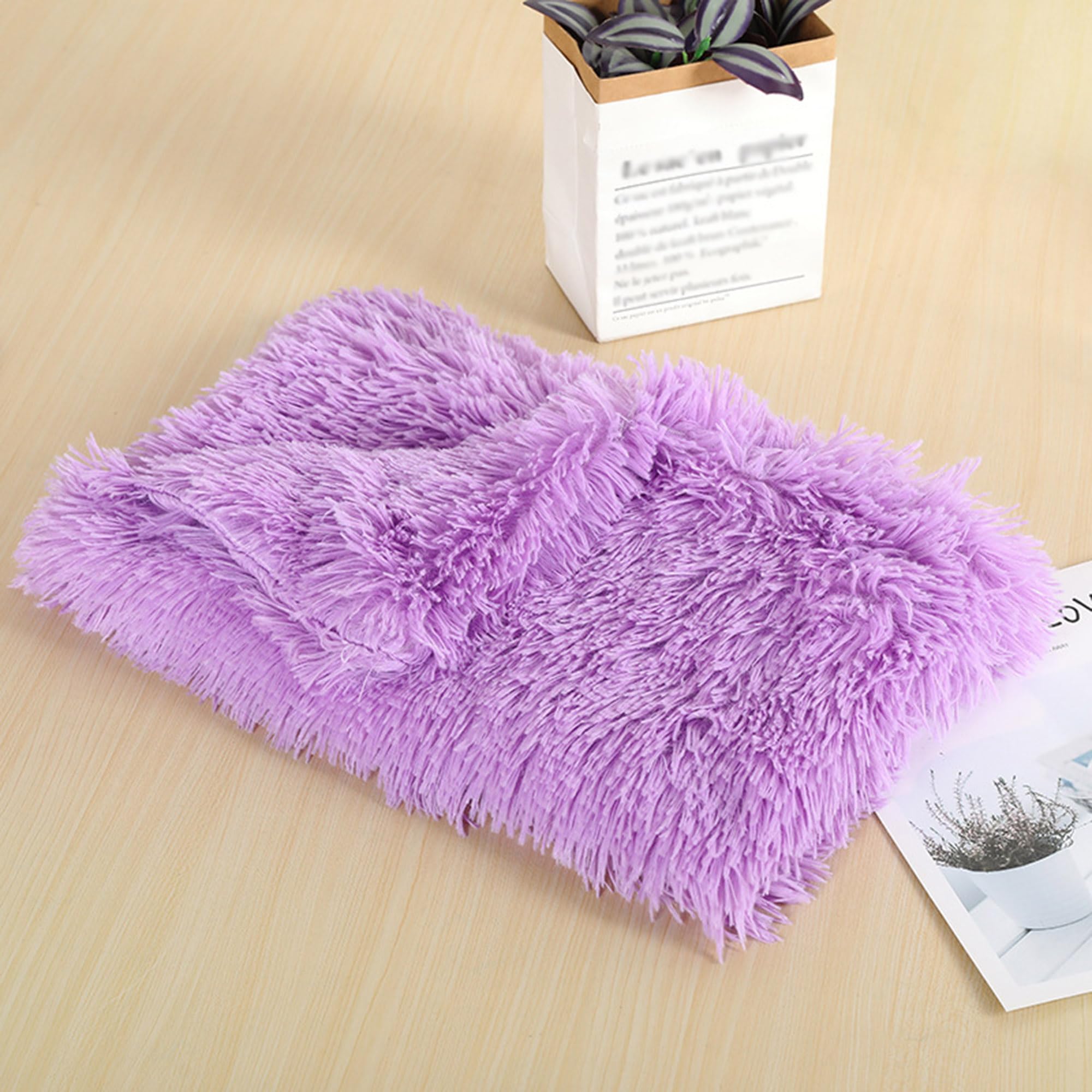 Lot de 2 couvertures en peluche apaisante pour chien et chat de petite et moyenne taille - Couverture douce et lavable - Protection de canapé - 127 x 100 cm - Violet