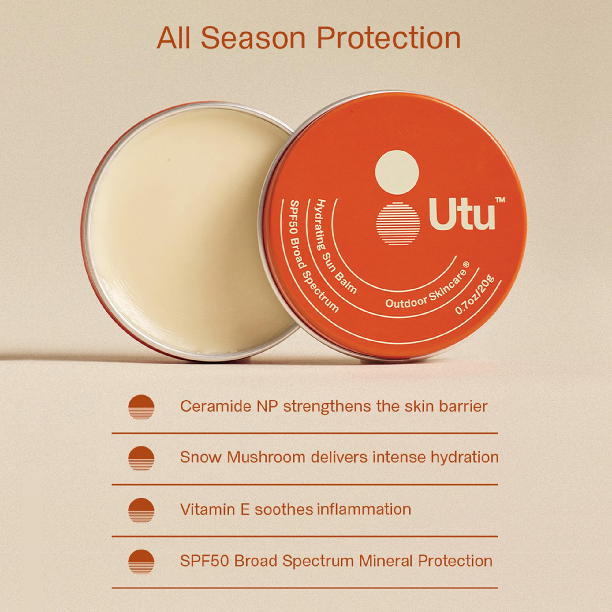 UTU Sun Balm Face & Lip Protector SPF 50 Mineral Sunscreen 20g