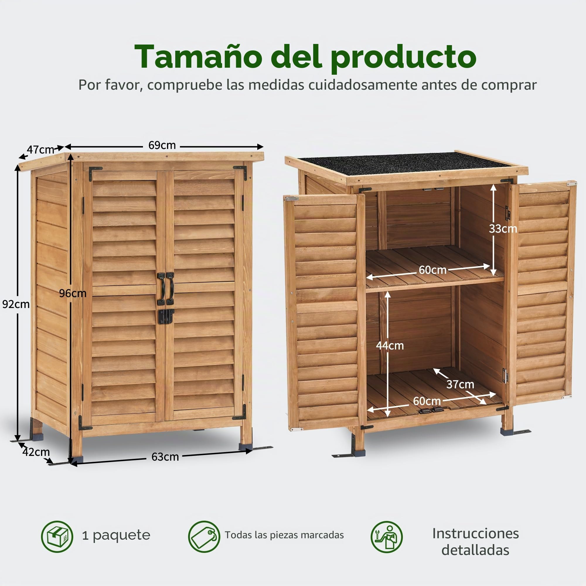 MCombo Mueble de jardín de madera Armario de jardín para las herramientas