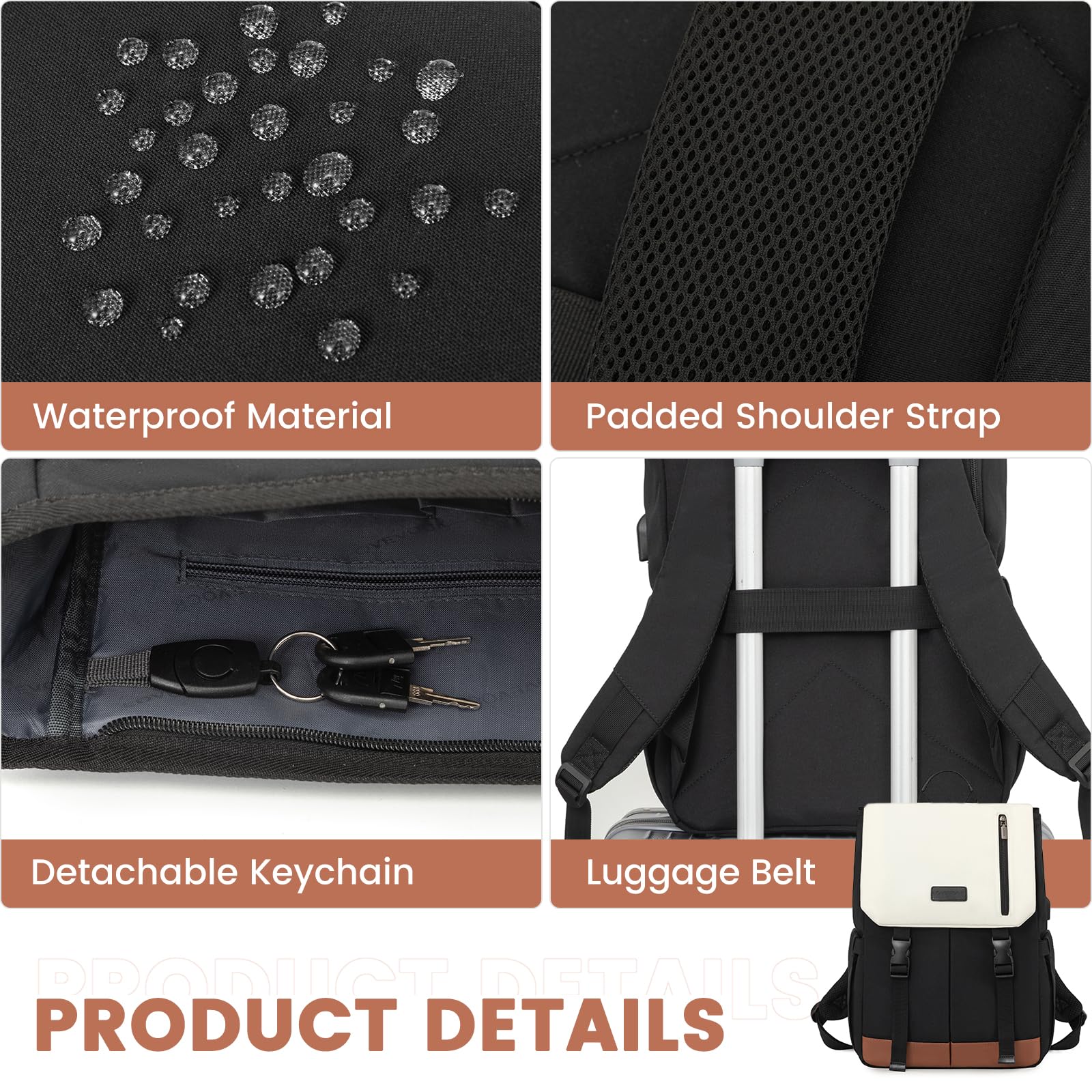 LOVEVOOK Zaino Donna Uomo Borsa Porta PC 15.6 Pollici Zainetto Donna con USB Zaino Scuola Media Superiore Antifurto Zaini Scolastici Impermeabile Laptop Backpack per Università Viaggi Ufficio
