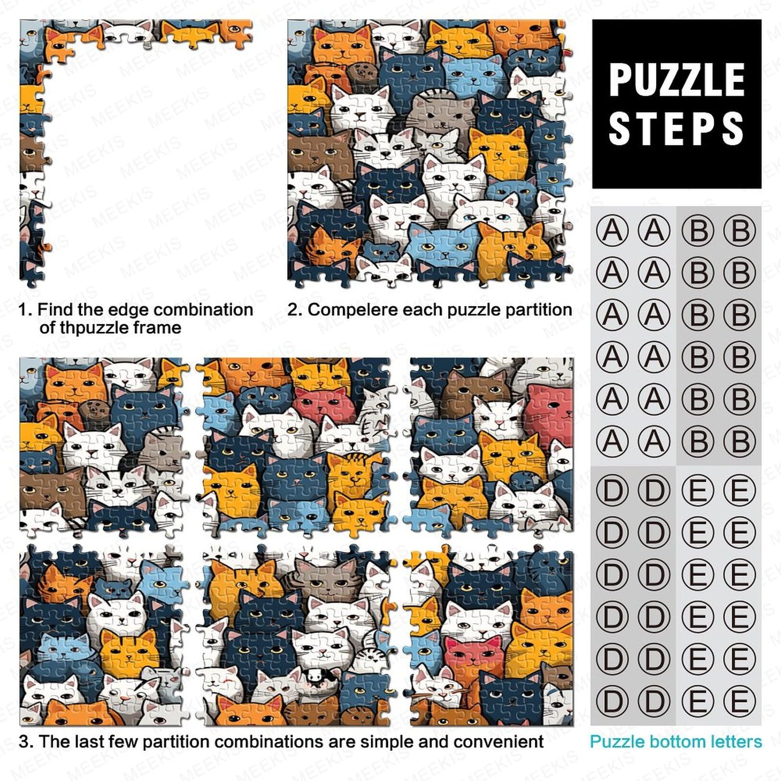 CARTOON CAT 1000 sztuk puzzle dla dorosłych drewniane puzzle 1000 sztuk puzzle gra rodzinna wymagająca układanka dekoracja ścienna 1000 sztuk (75 x 50 cm)